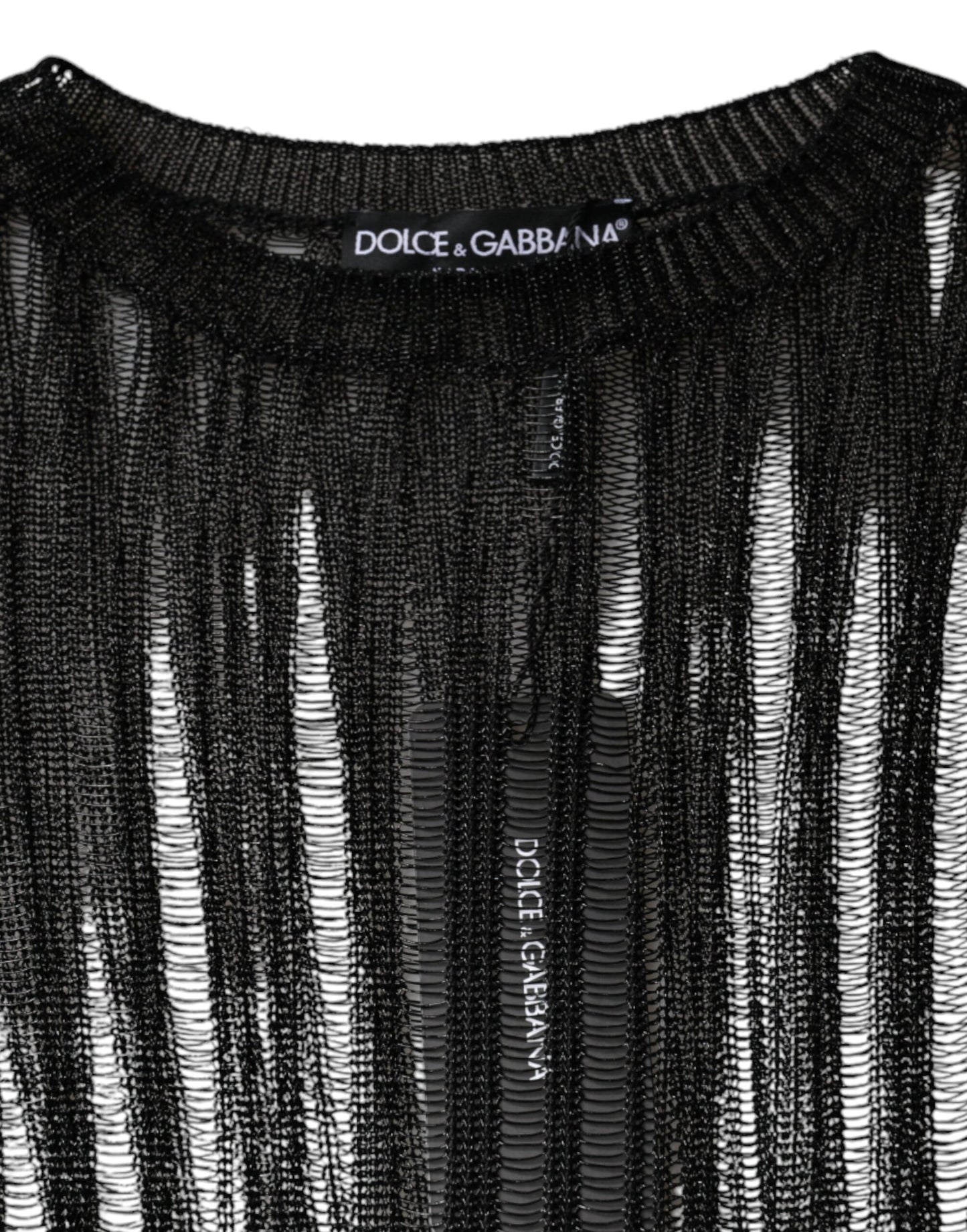 Dolce & Gabbana Top transparente de manga larga con rayas negras