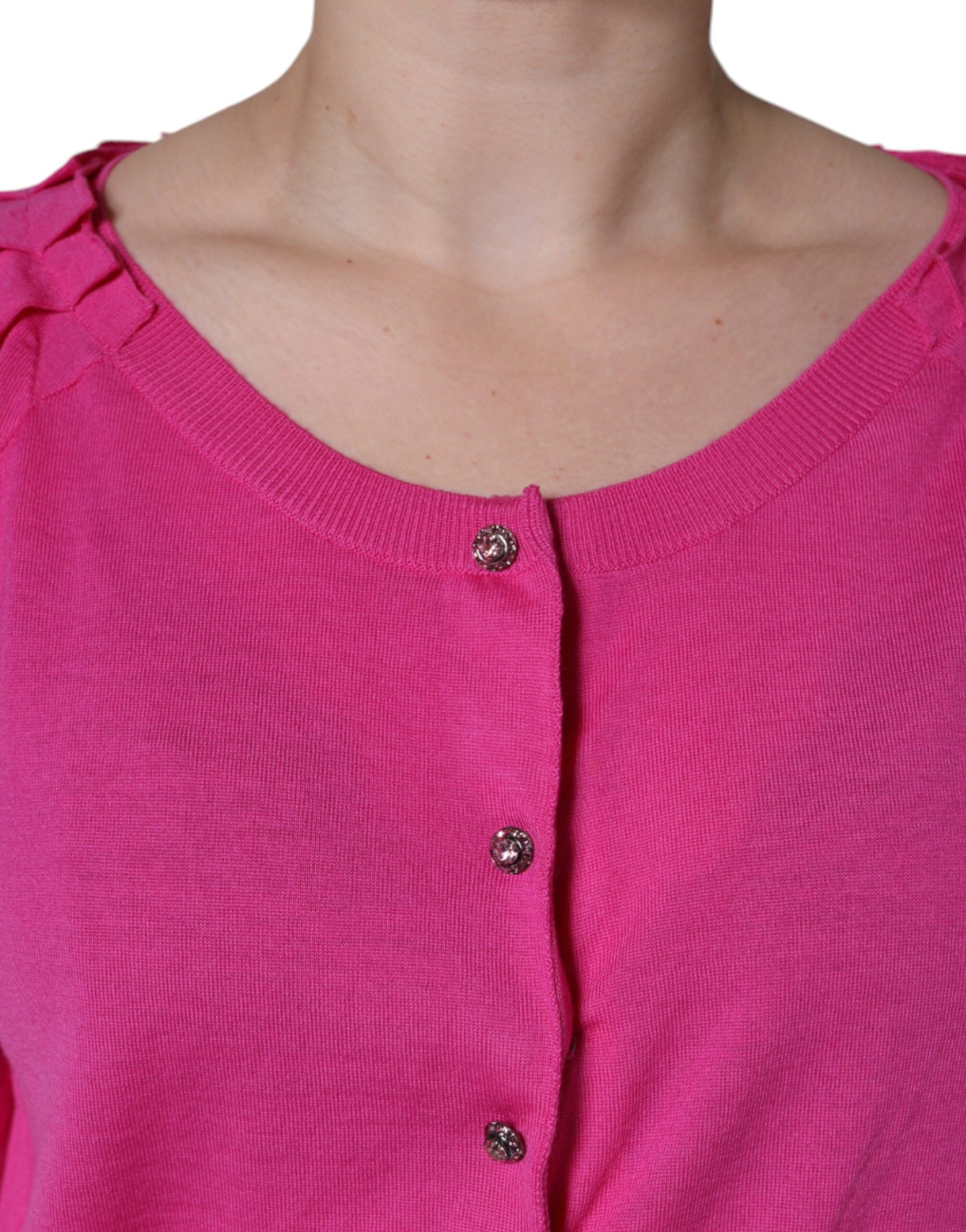 Dolce & Gabbana Blusa de manga corta con botones de lana rosa