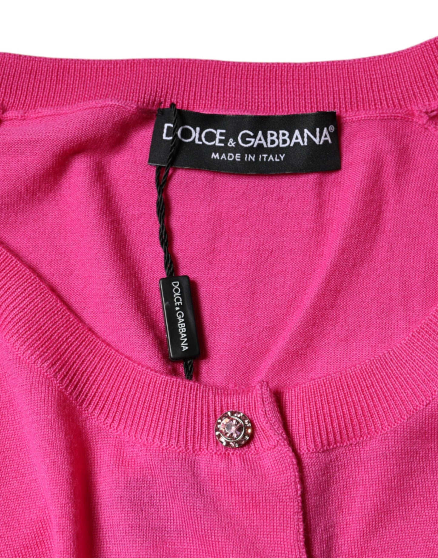Dolce & Gabbana Blusa de manga corta con botones de lana rosa