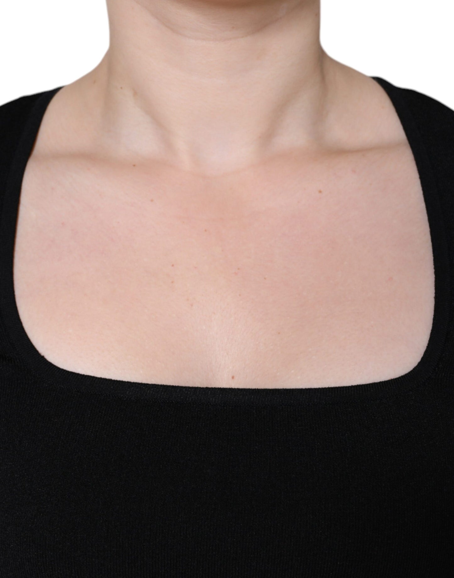 Dolce & Gabbana Blusa negra de manga larga con cuello cuadrado