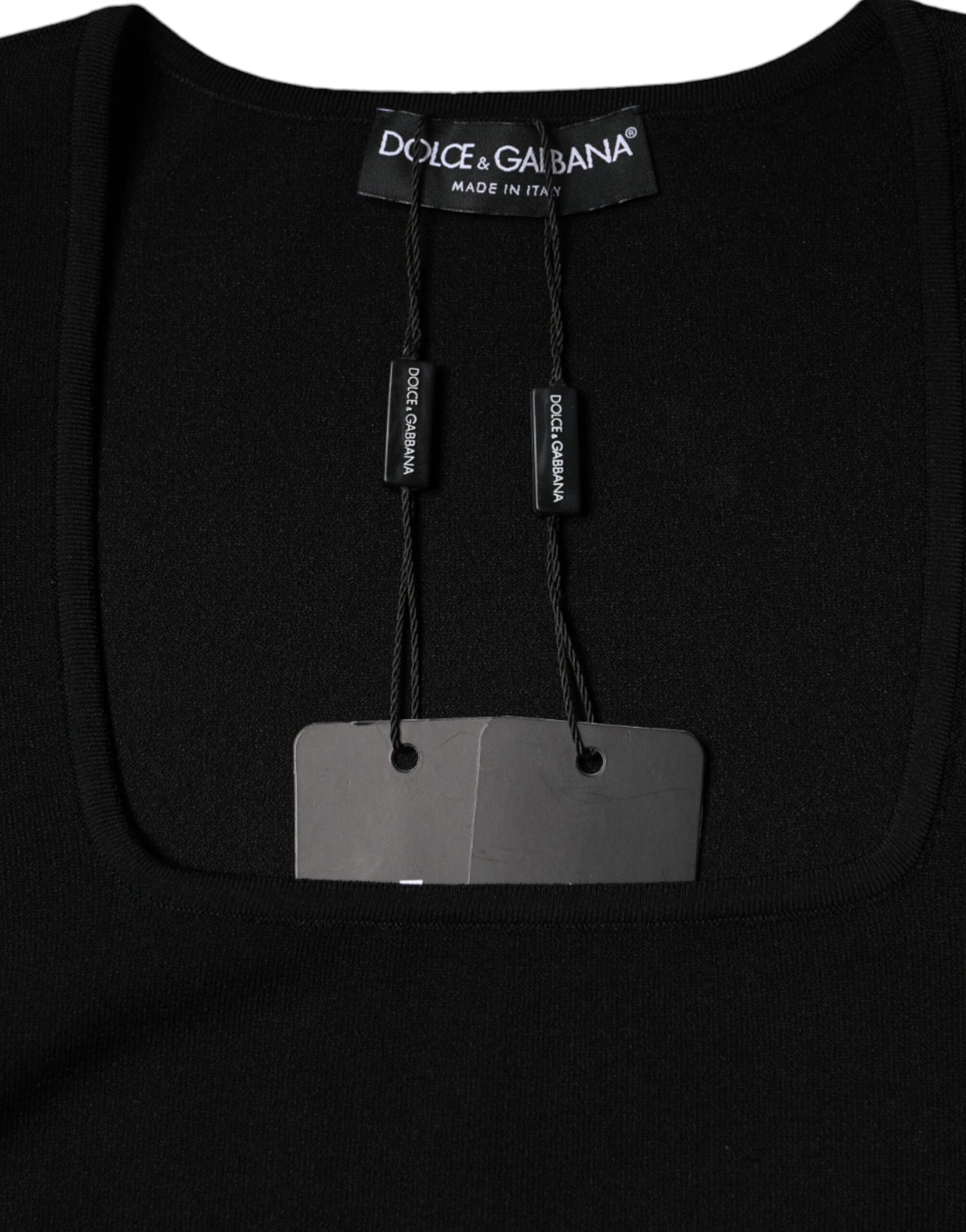 Dolce & Gabbana Blusa negra de manga larga con cuello cuadrado