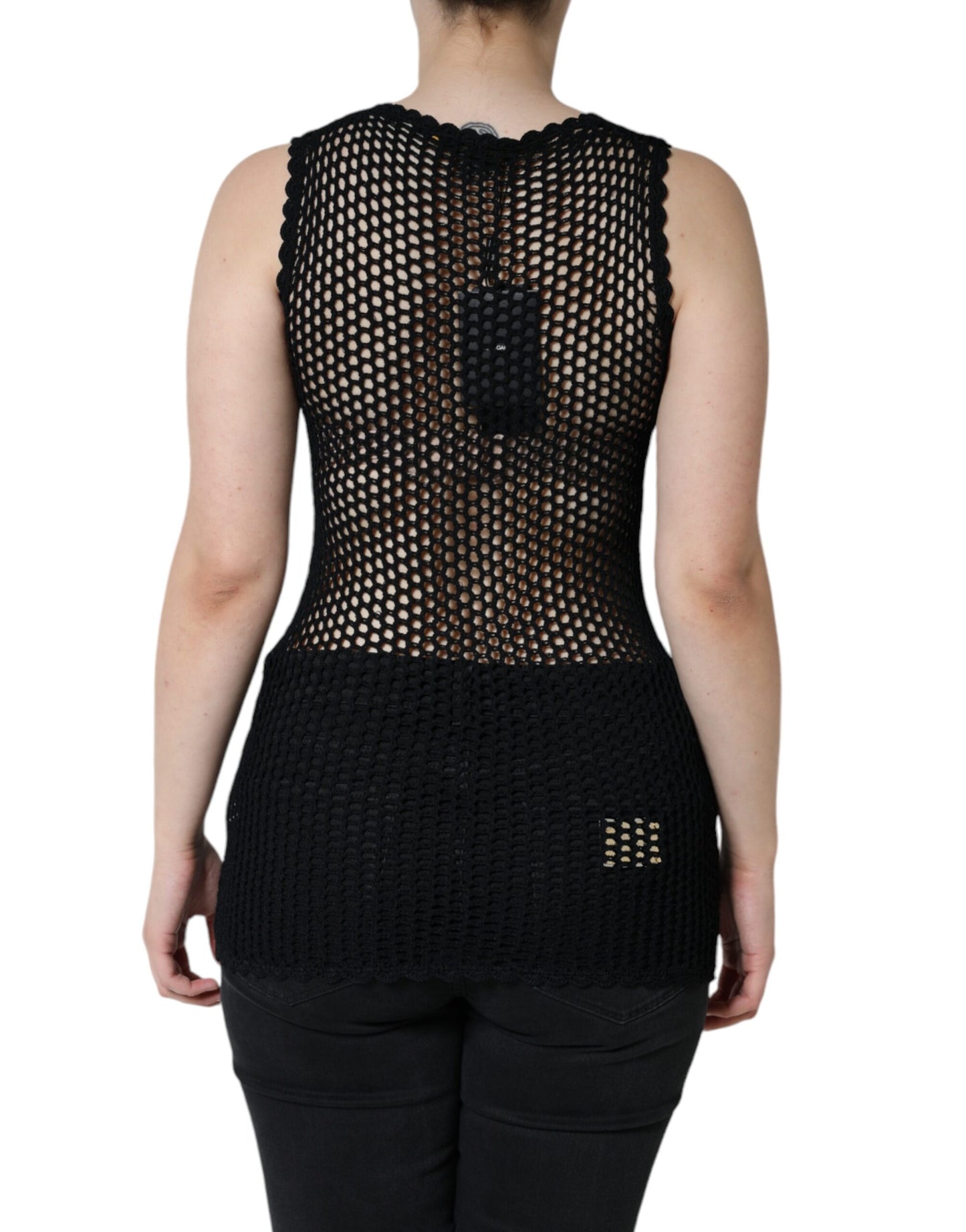Dolce & Gabbana Camiseta sin mangas transparente de malla negra