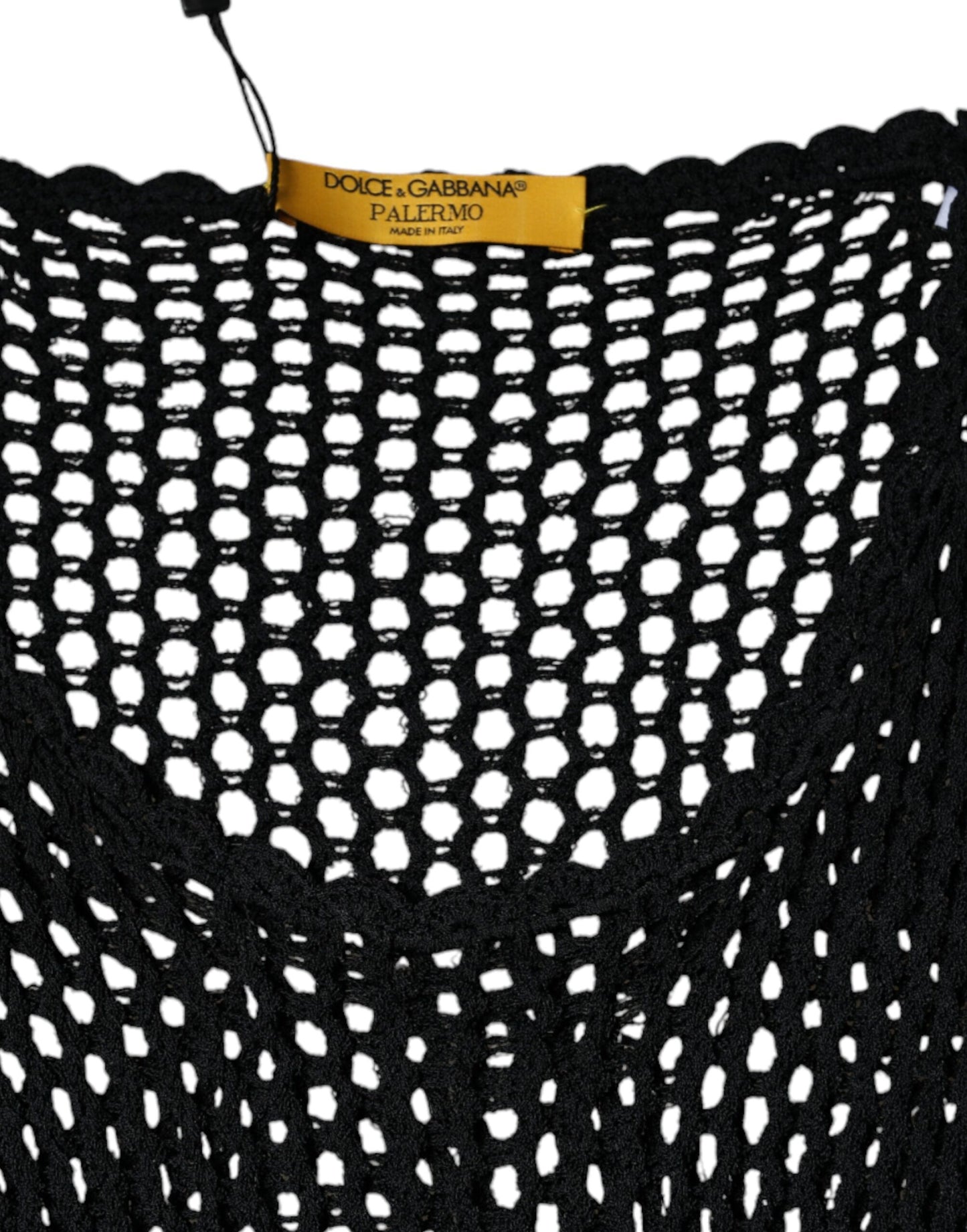 Dolce & Gabbana Camiseta sin mangas transparente de malla negra