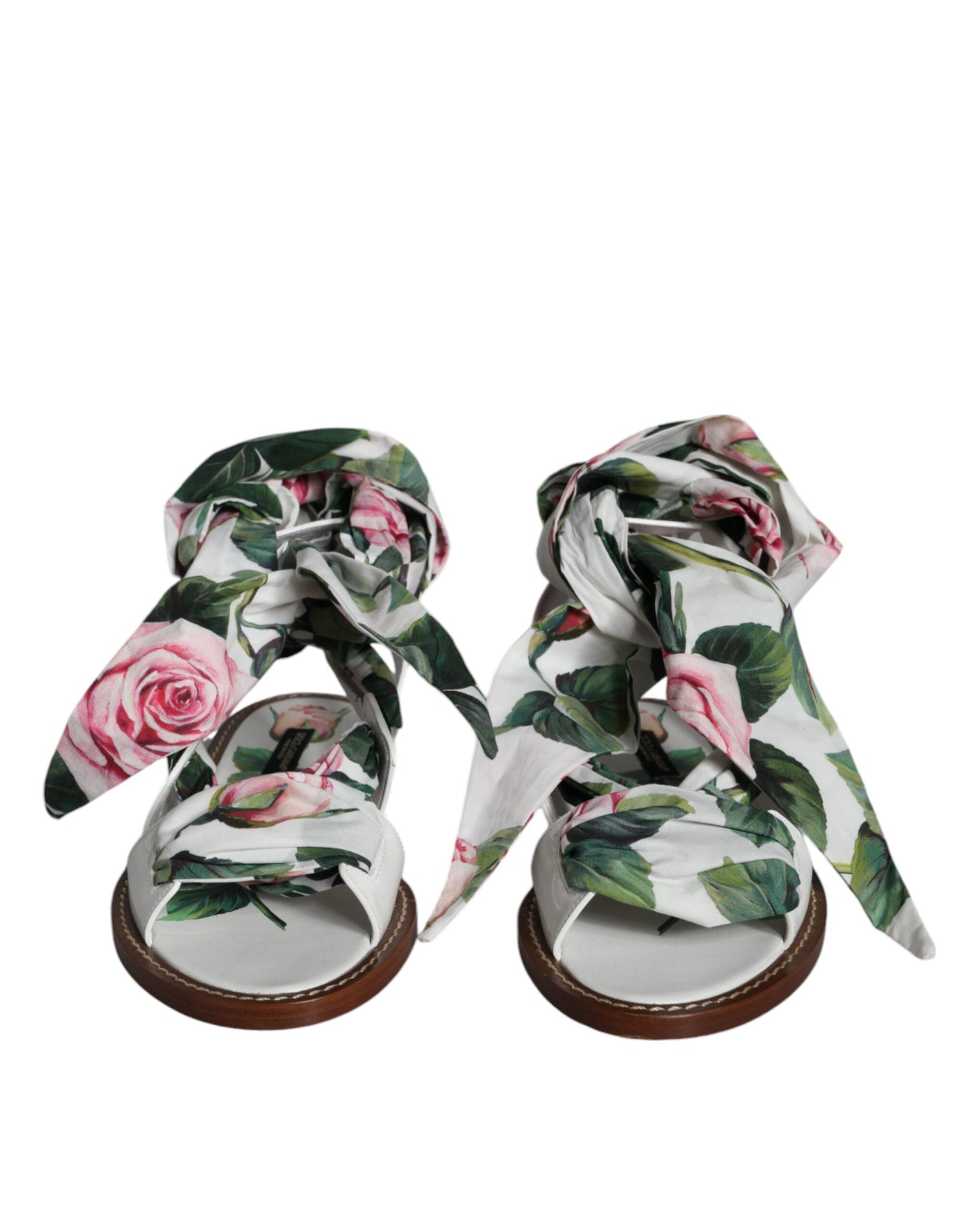 Dolce & Gabbana Zapatos con sandalias cruzadas al tobillo con estampado floral multicolor