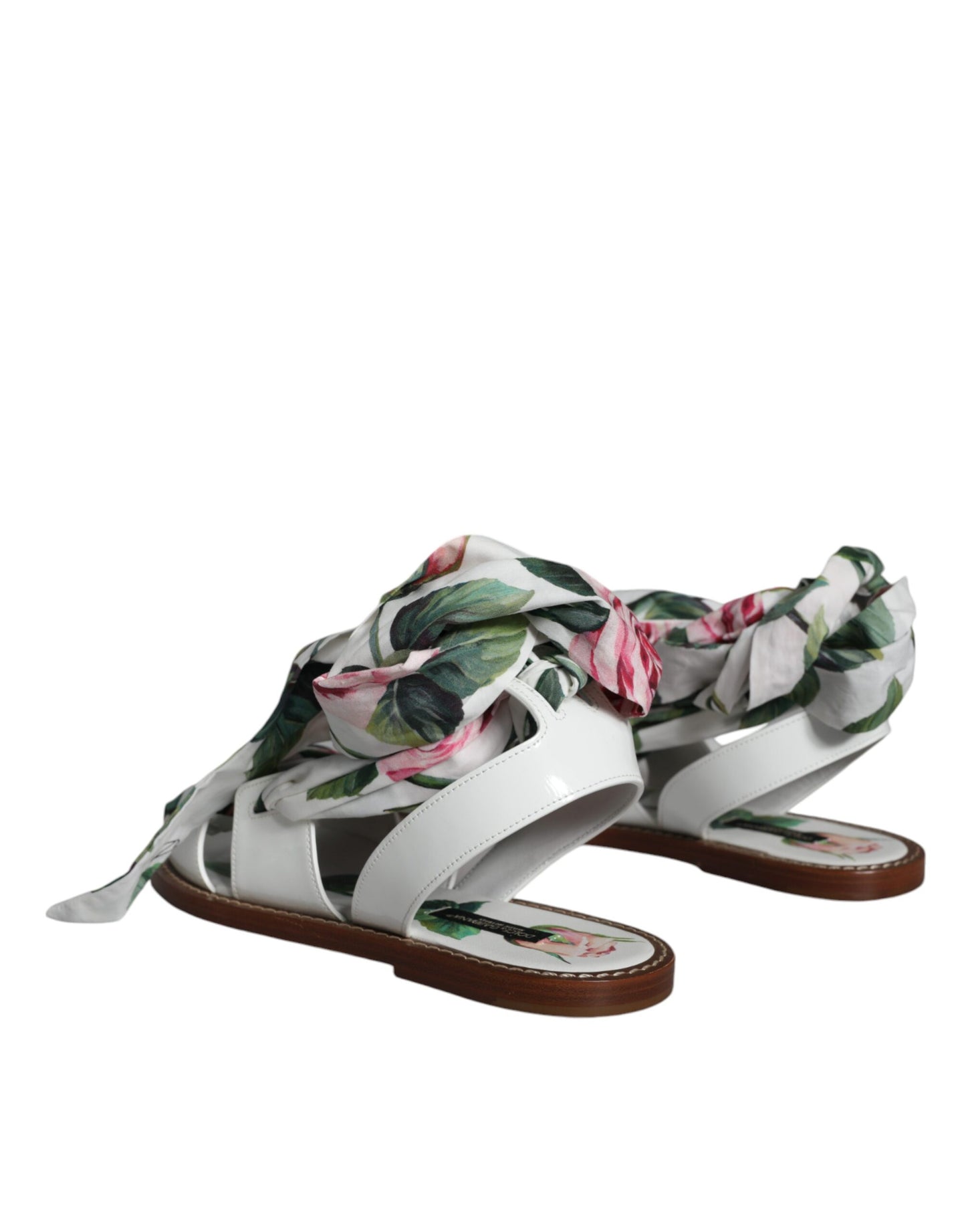 Dolce & Gabbana Zapatos con sandalias cruzadas al tobillo con estampado floral multicolor