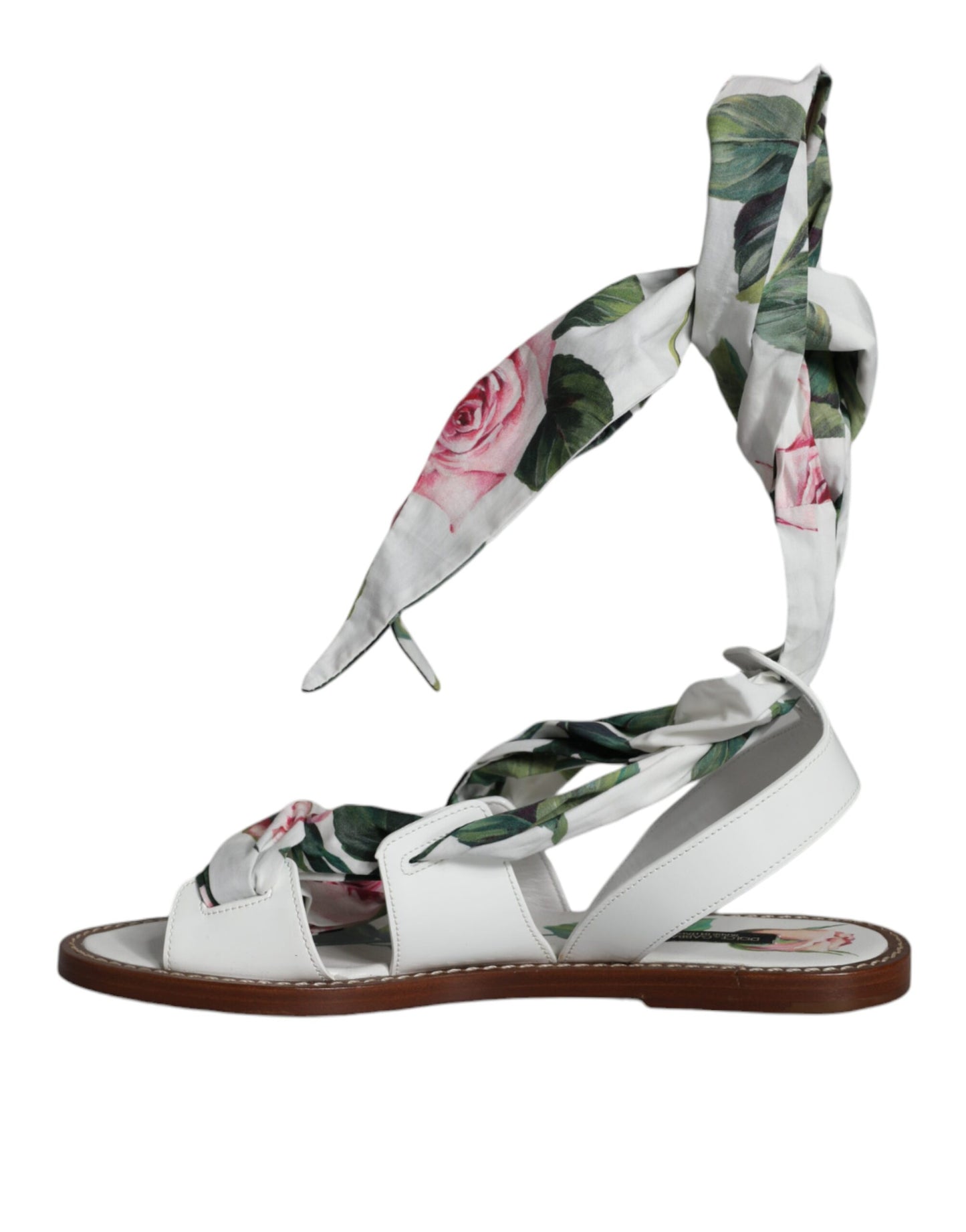 Dolce & Gabbana Zapatos con sandalias cruzadas al tobillo con estampado floral multicolor