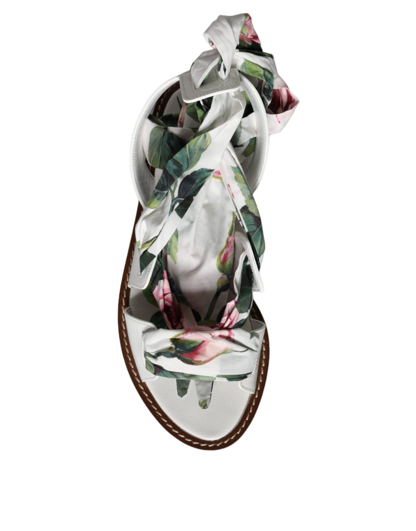 Dolce & Gabbana Zapatos con sandalias cruzadas al tobillo con estampado floral multicolor