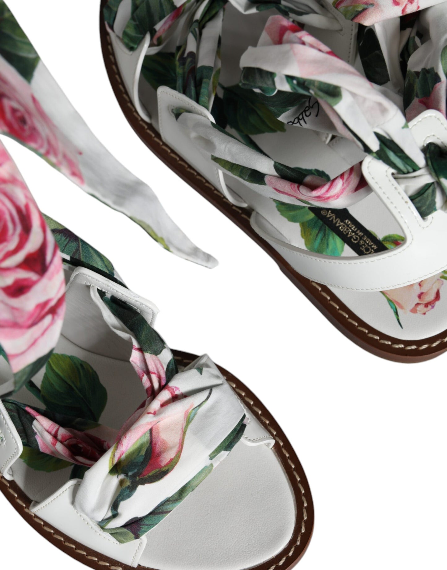 Dolce & Gabbana Zapatos con sandalias cruzadas al tobillo con estampado floral multicolor