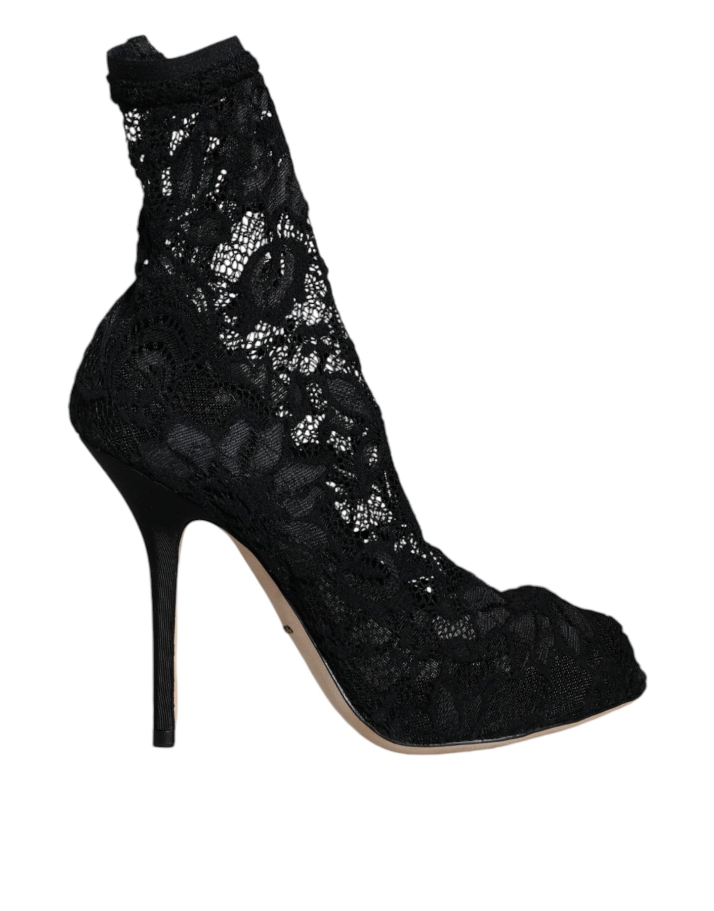 Dolce & Gabbana Zapatos con botas a media pantorrilla y tacones elásticos de encaje negro
