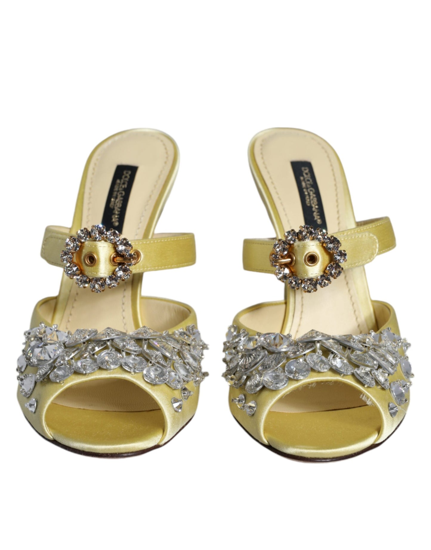 Dolce & Gabbana Zapatos sandalias de cristal de satén Mary Janes amarillos