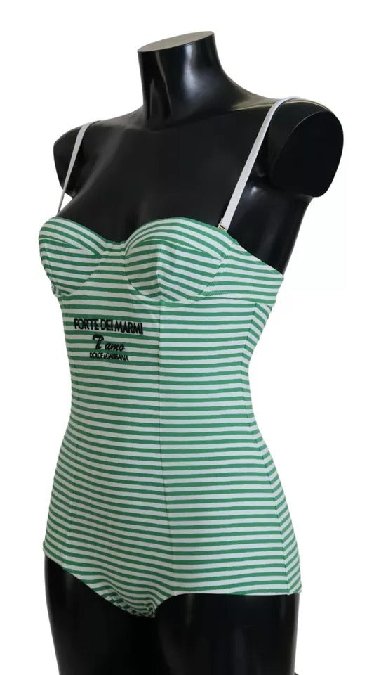 Dolce & Gabbana Traje de baño de una pieza con rayas verdes y blancas