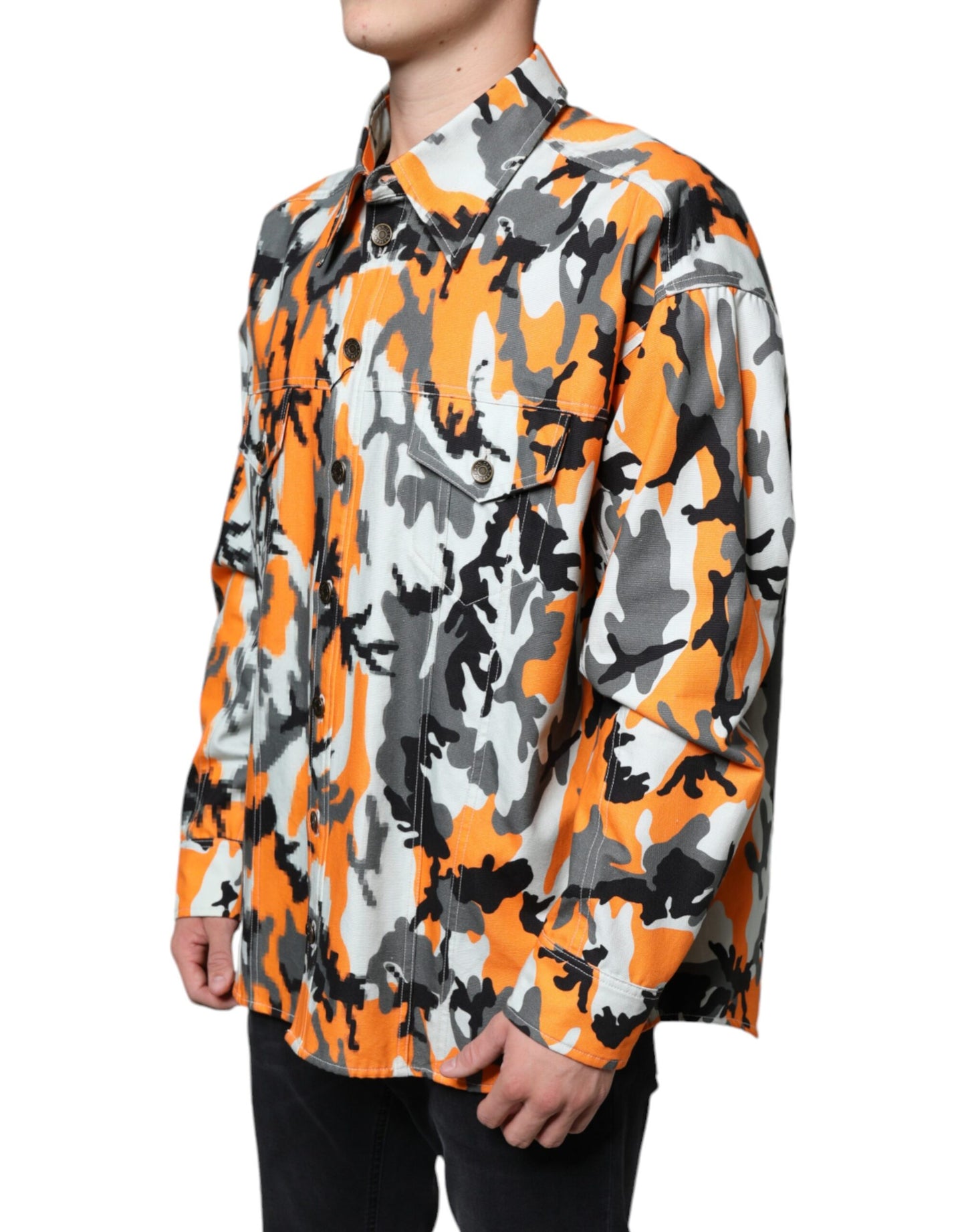 Dolce & Gabbana Chaqueta vaquera con cuello de algodón con camuflaje multicolor