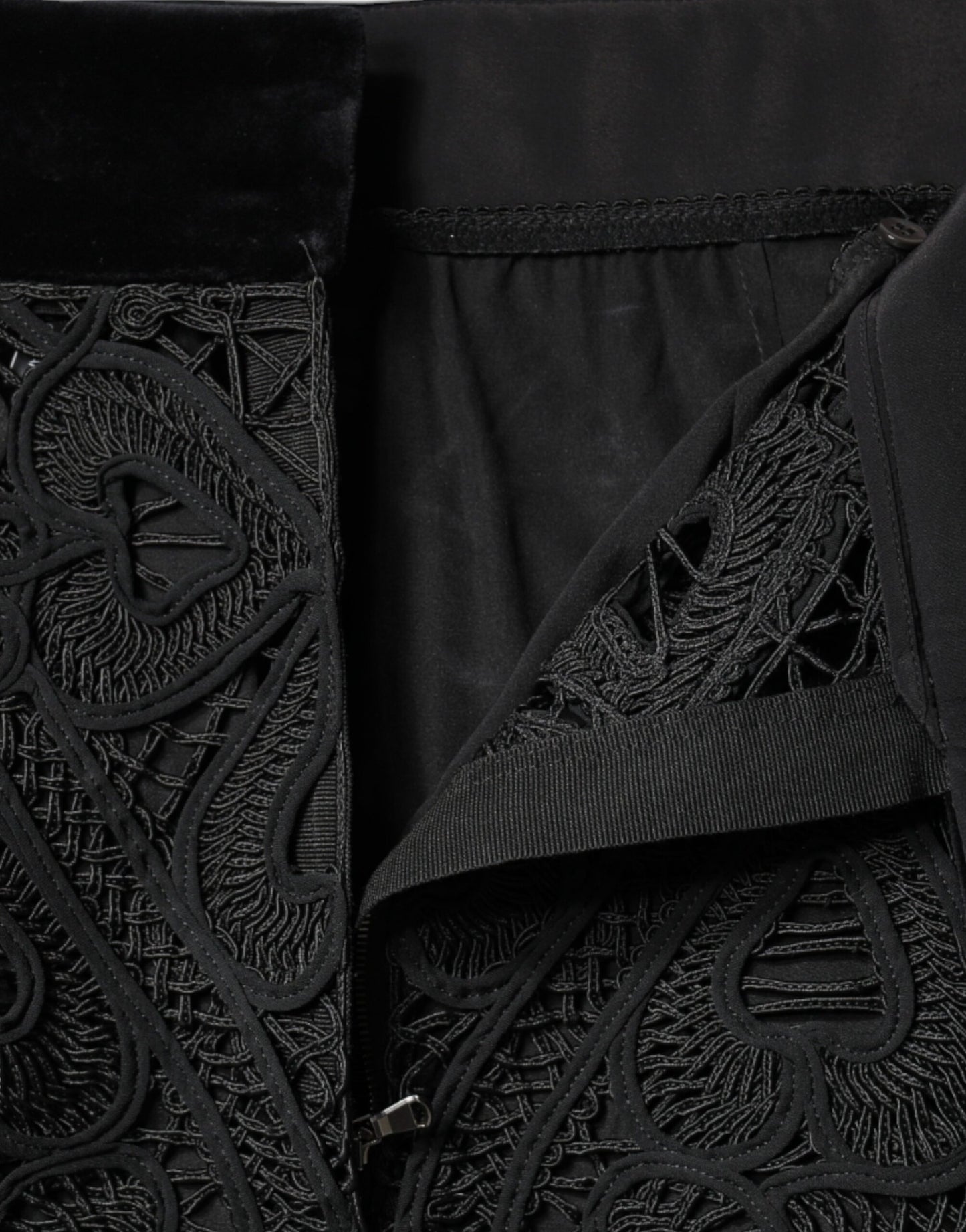 Dolce & Gabbana Falda de corte lápiz de cintura alta con encaje floral negro