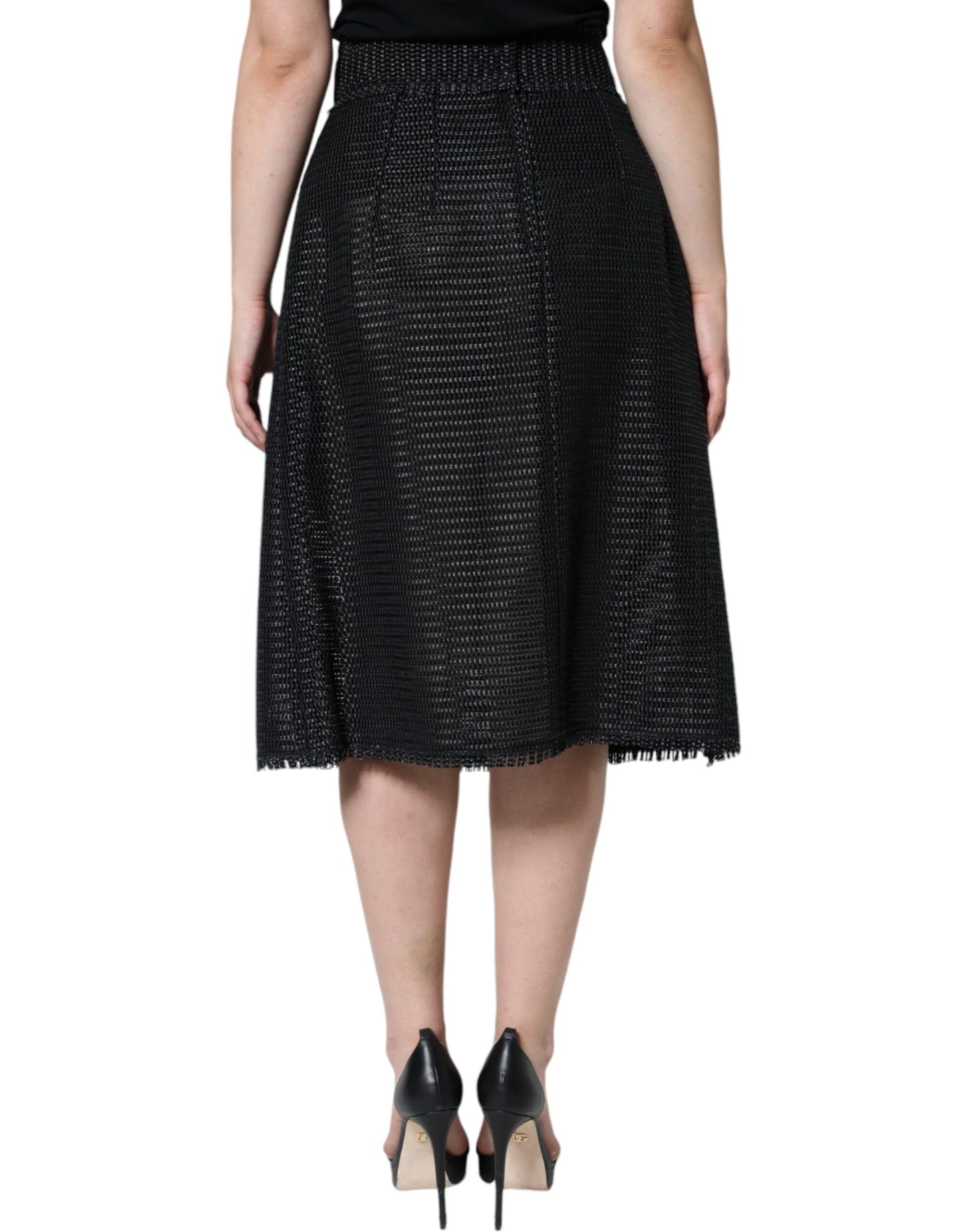 Dolce & Gabbana Falda de corte lápiz de cintura alta de viscosa negra
