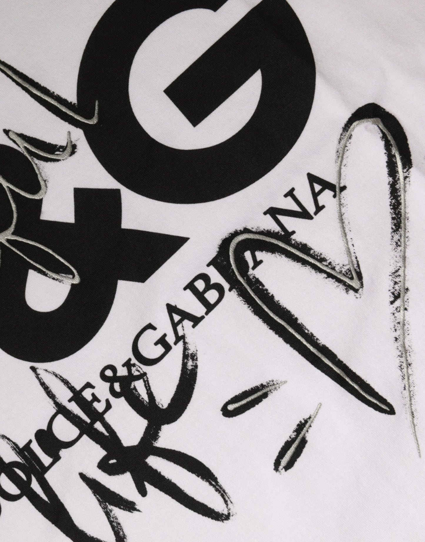 Dolce & Gabbana Camiseta blanca con cuello redondo y estampado de logo de algodón