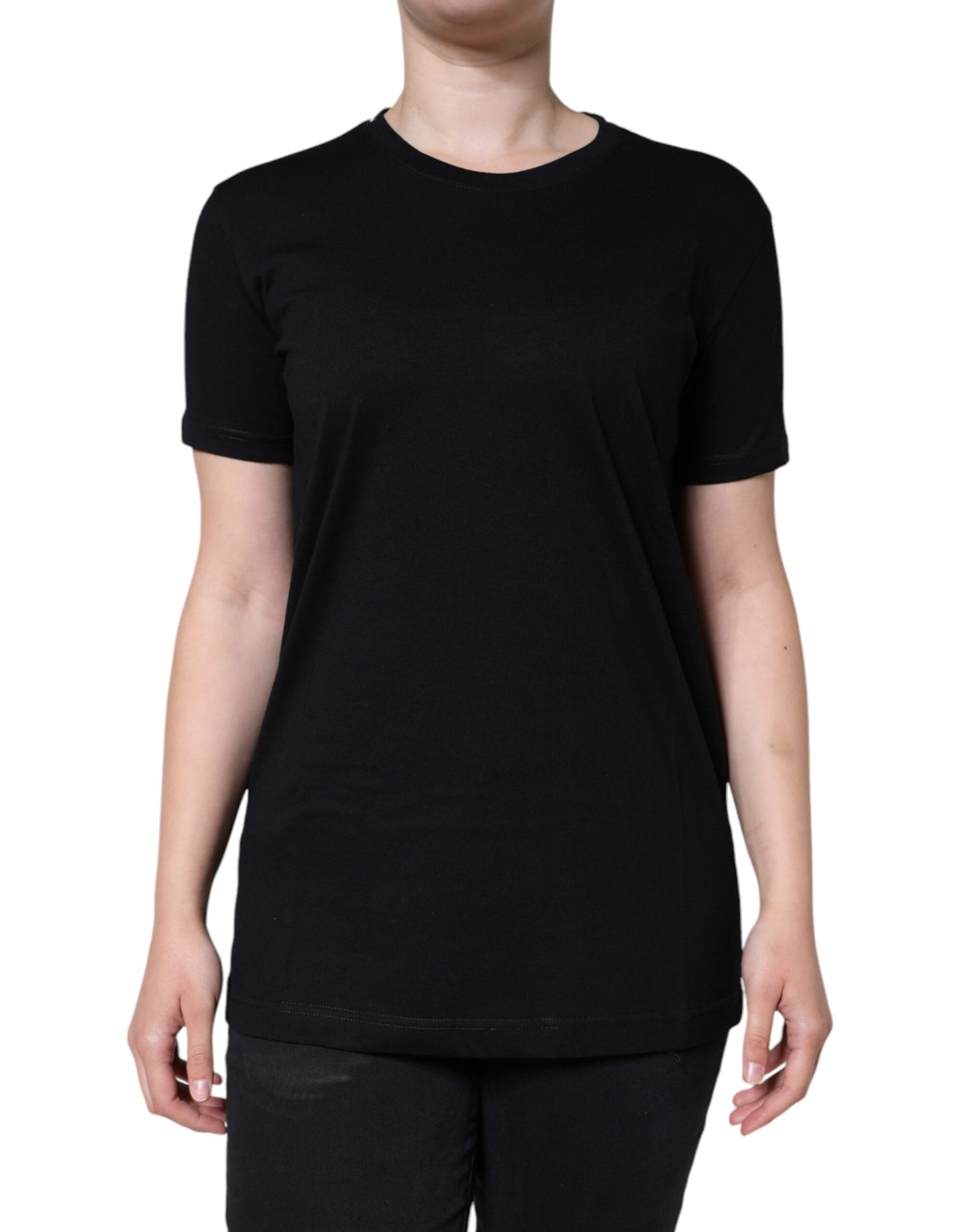 Dolce & Gabbana Camiseta de manga corta con cuello redondo de algodón negro