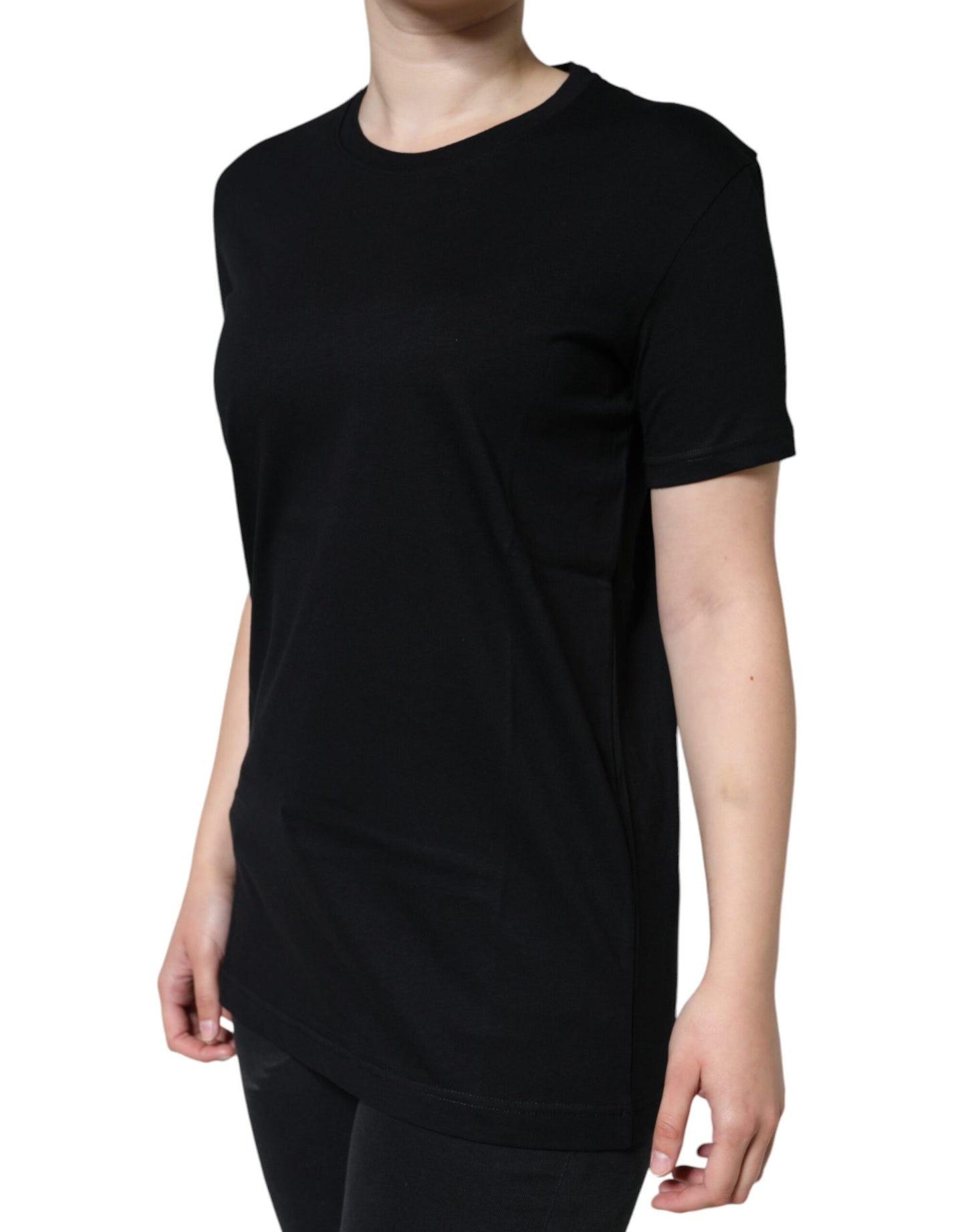 Dolce & Gabbana Camiseta de manga corta con cuello redondo de algodón negro