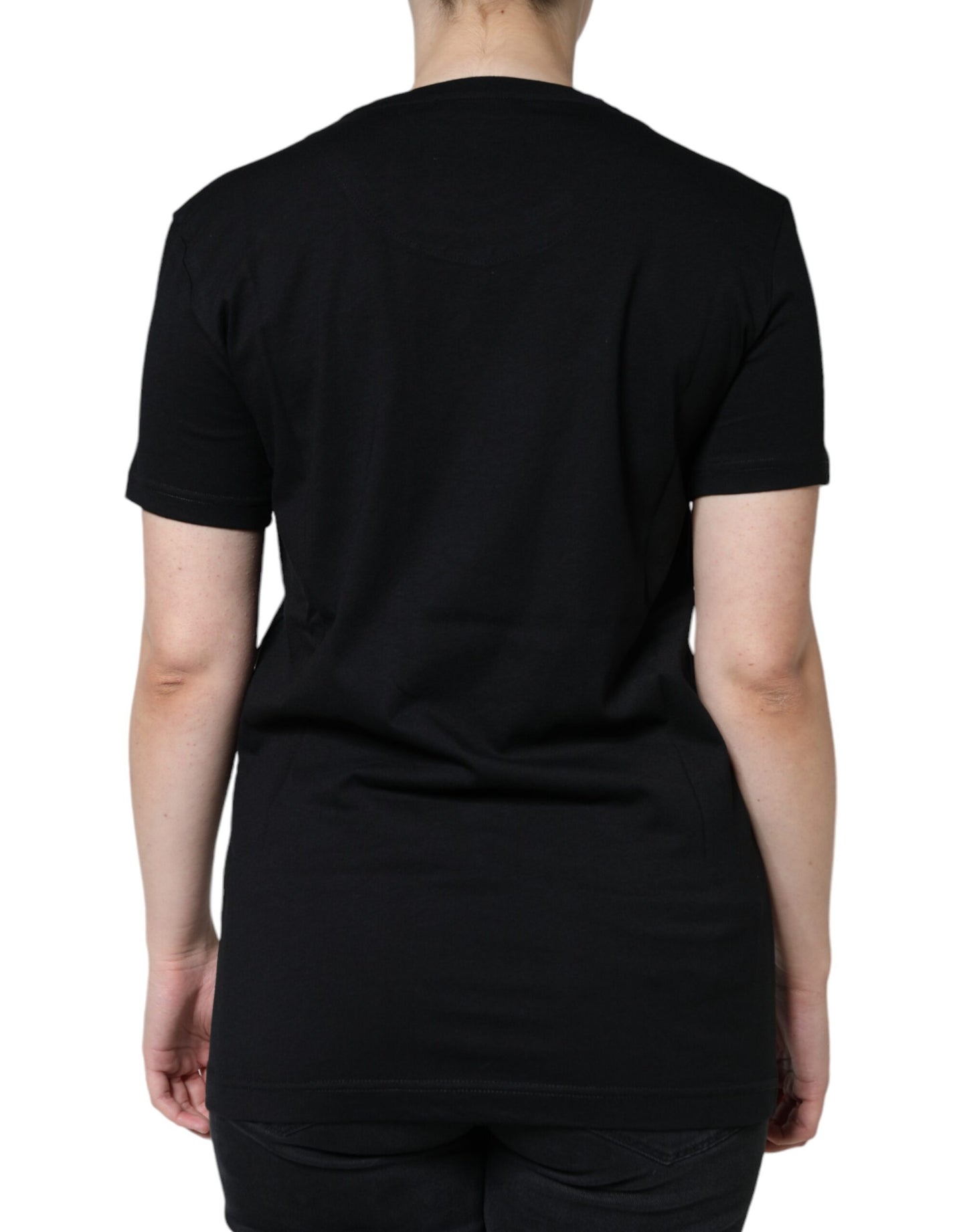Dolce & Gabbana Camiseta de manga corta con cuello redondo de algodón negro