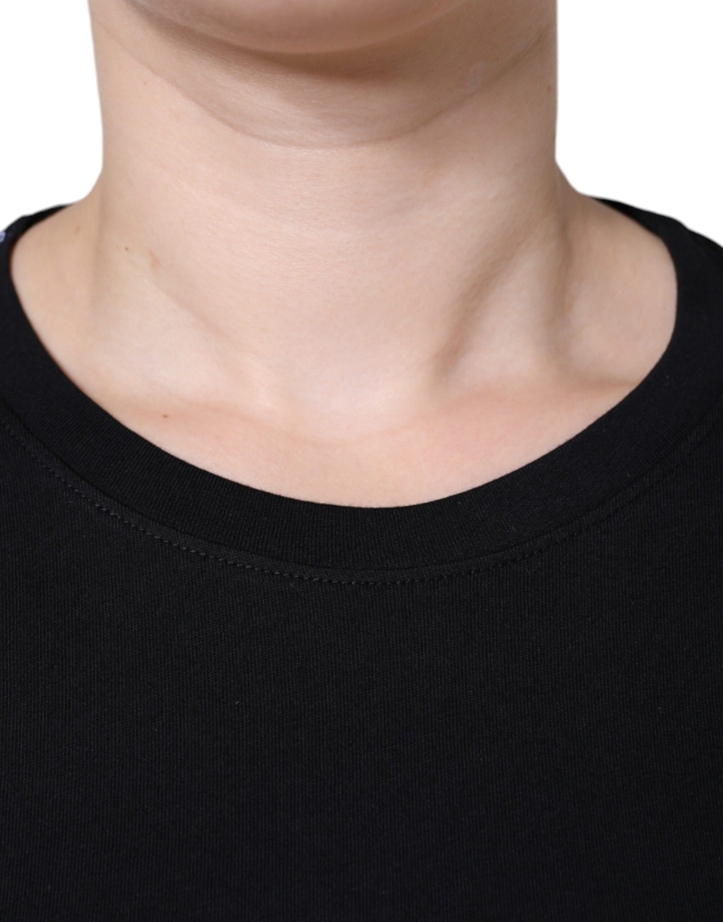 Dolce & Gabbana Camiseta de manga corta con cuello redondo de algodón negro