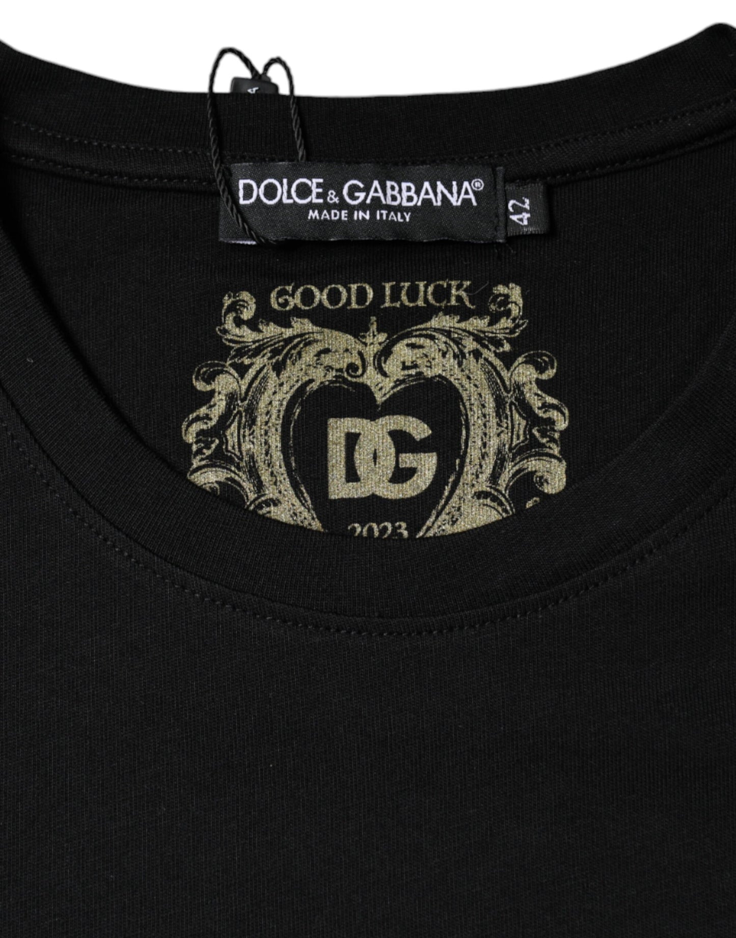 Dolce & Gabbana Camiseta de manga corta con cuello redondo de algodón negro