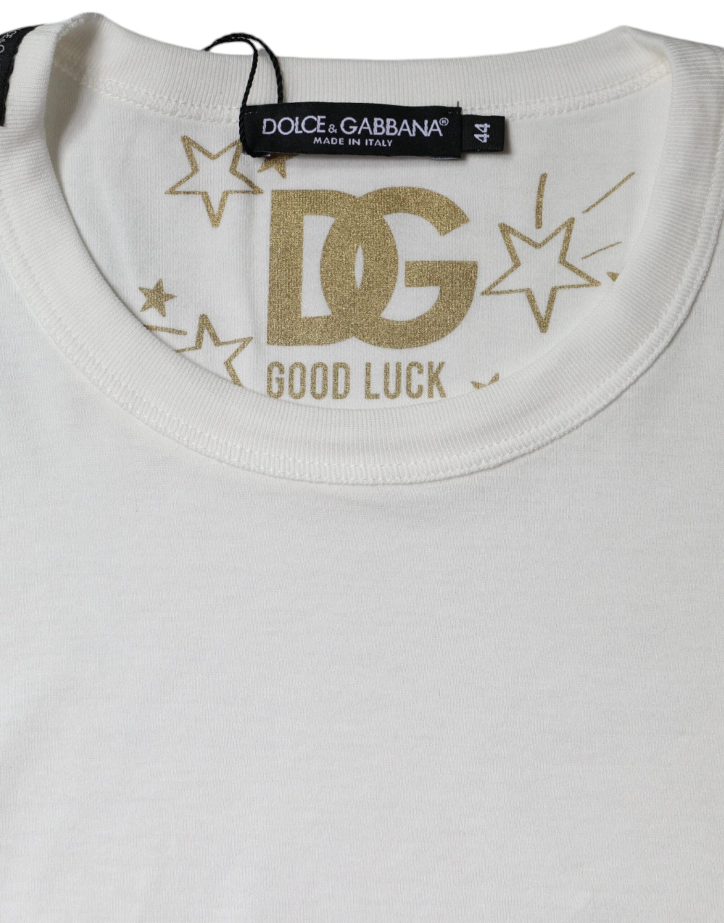 Dolce & Gabbana Camiseta blanca de manga corta con cuello redondo de algodón