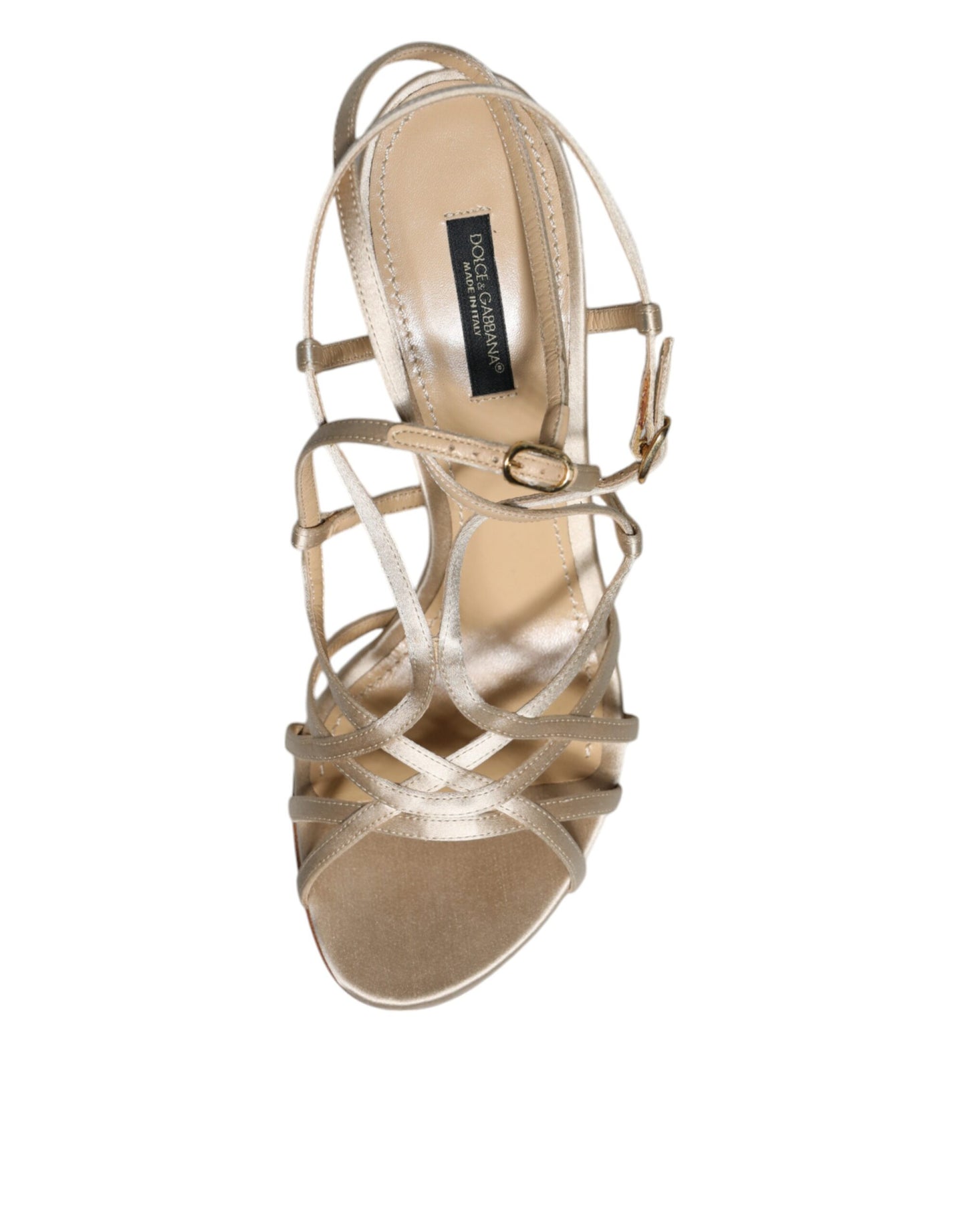 Dolce & Gabbana Sandalias De Tacón De Aguja De Cuero Beige Zapatos