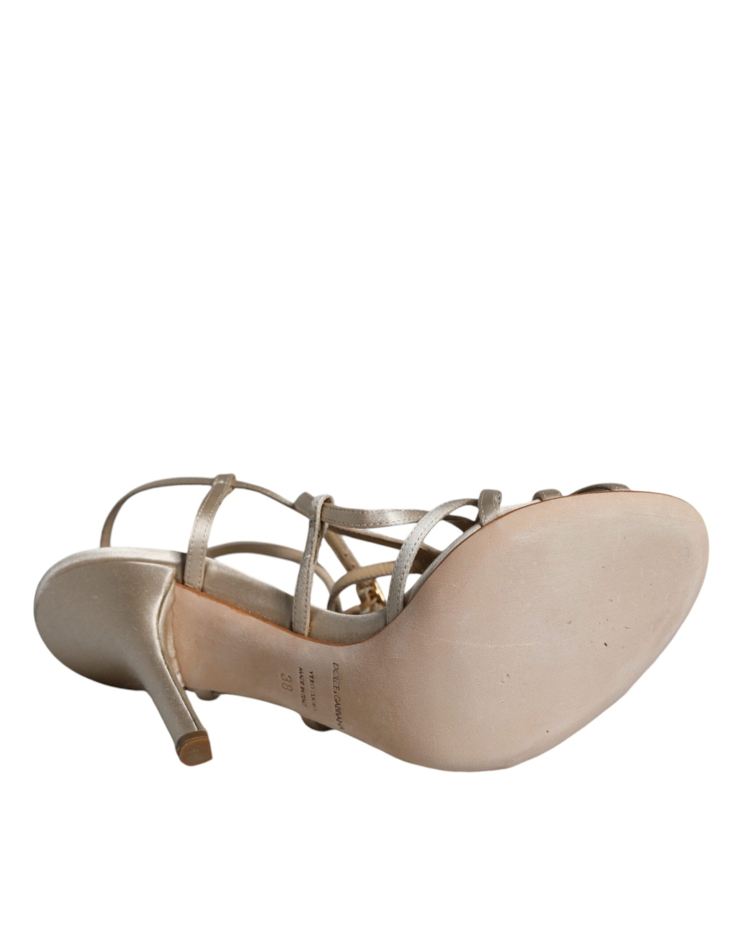 Dolce & Gabbana Sandalias De Tacón De Aguja De Cuero Beige Zapatos