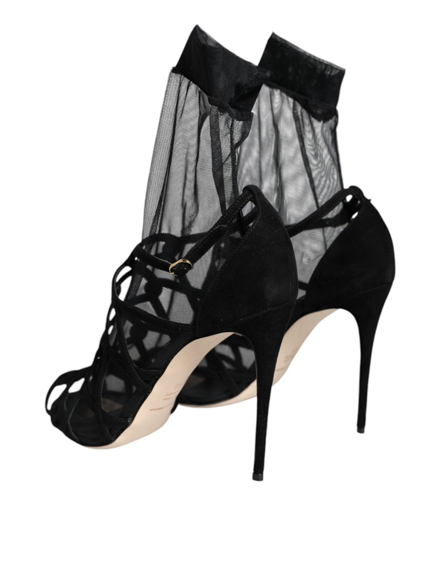 Dolce & Gabbana Zapatos sandalias de tacón elástico de tul negro