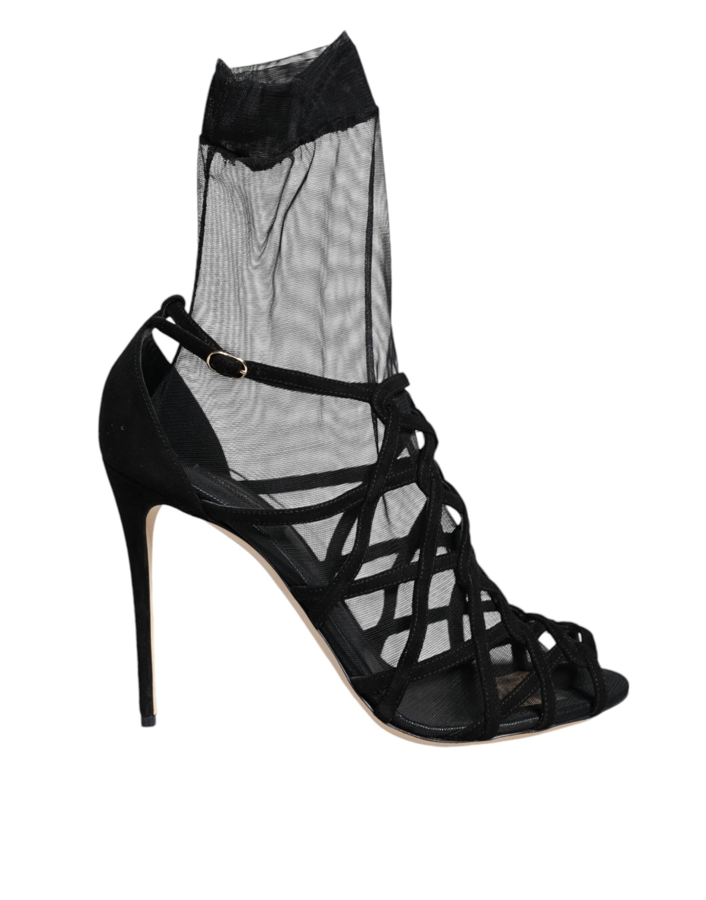Dolce & Gabbana Zapatos sandalias de tacón elástico de tul negro
