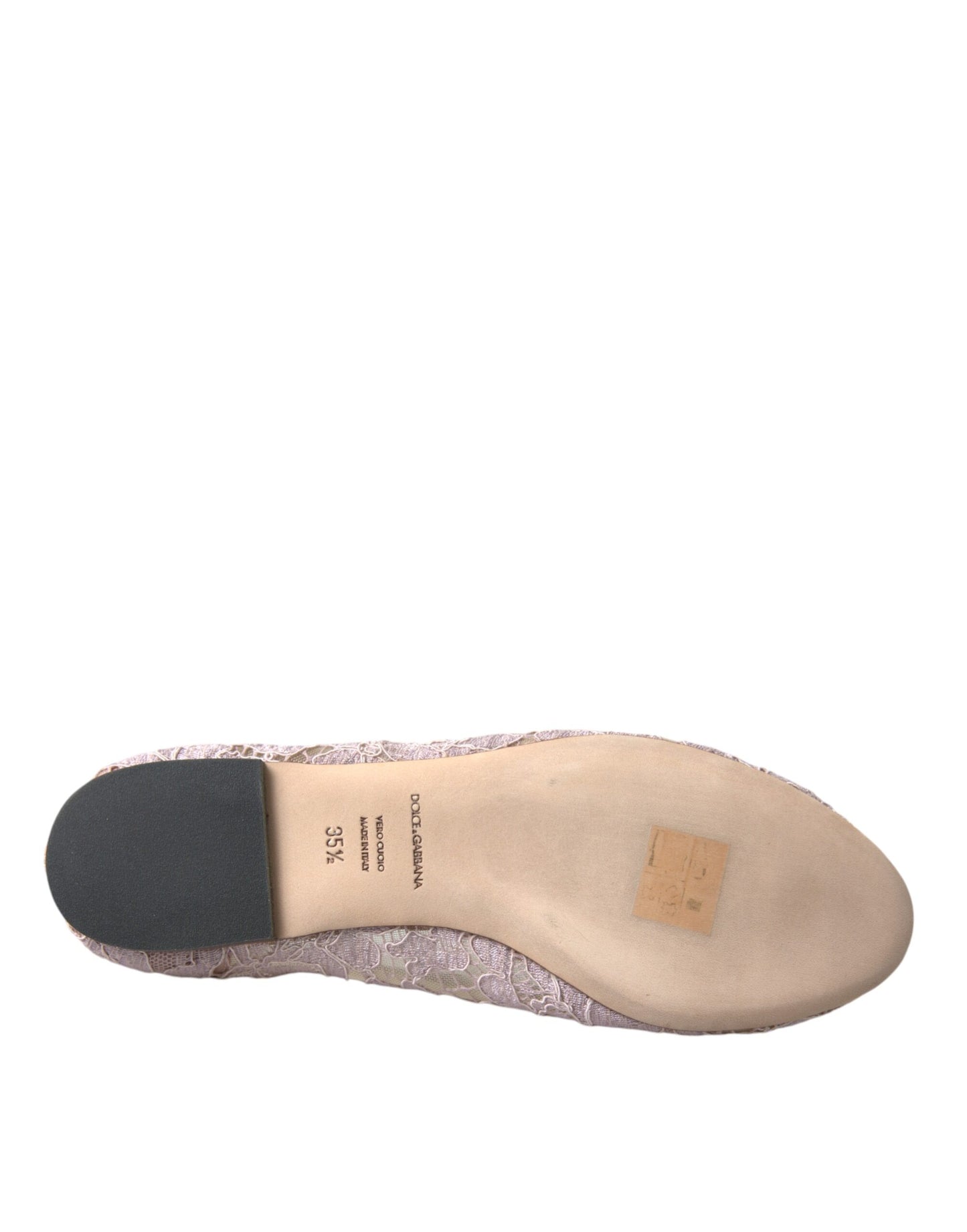 Mocassins ballerines en dentelle et cristaux roses Dolce & Gabbana