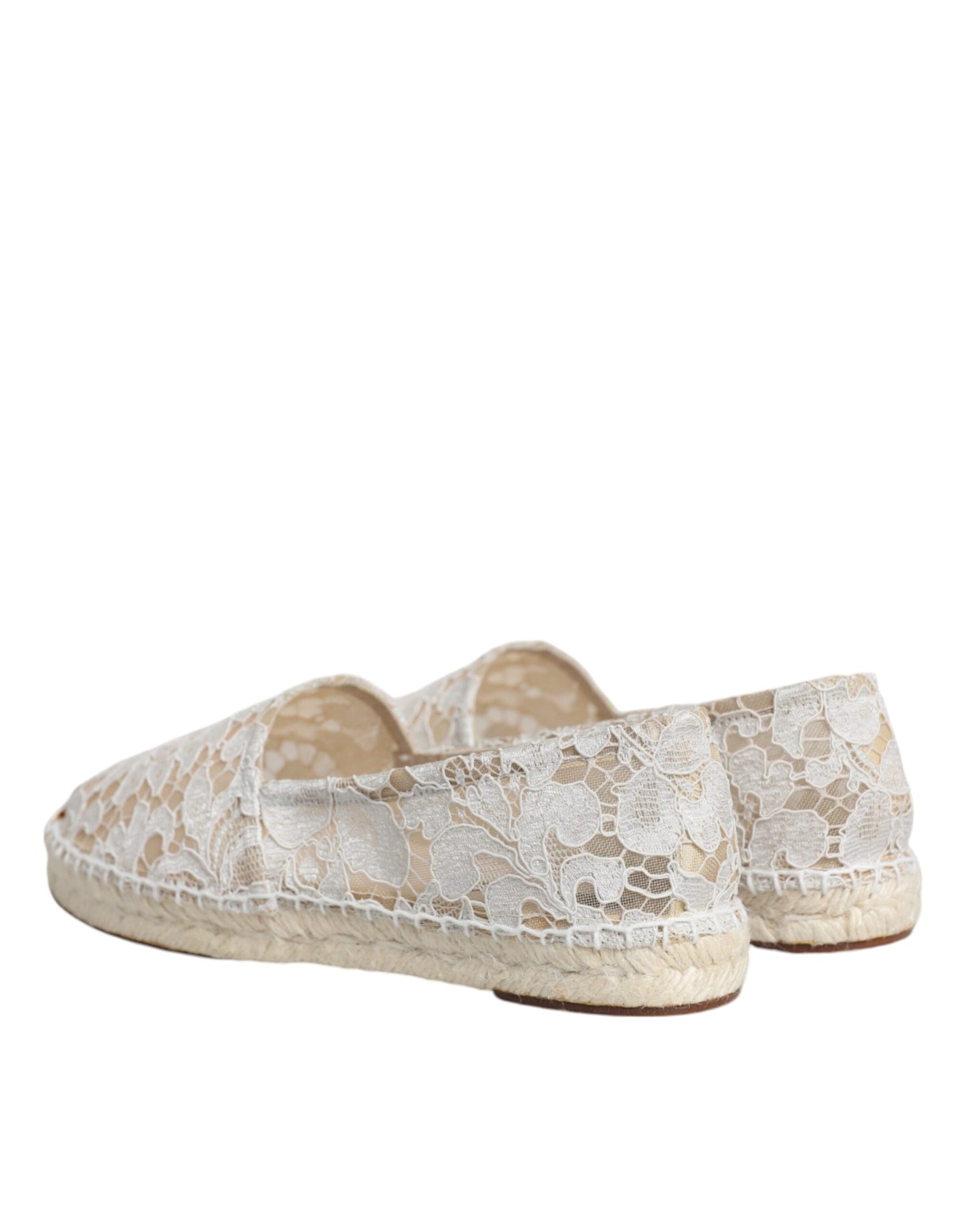 Espadrilles plates en viscose et dentelle blanches Dolce & Gabbana