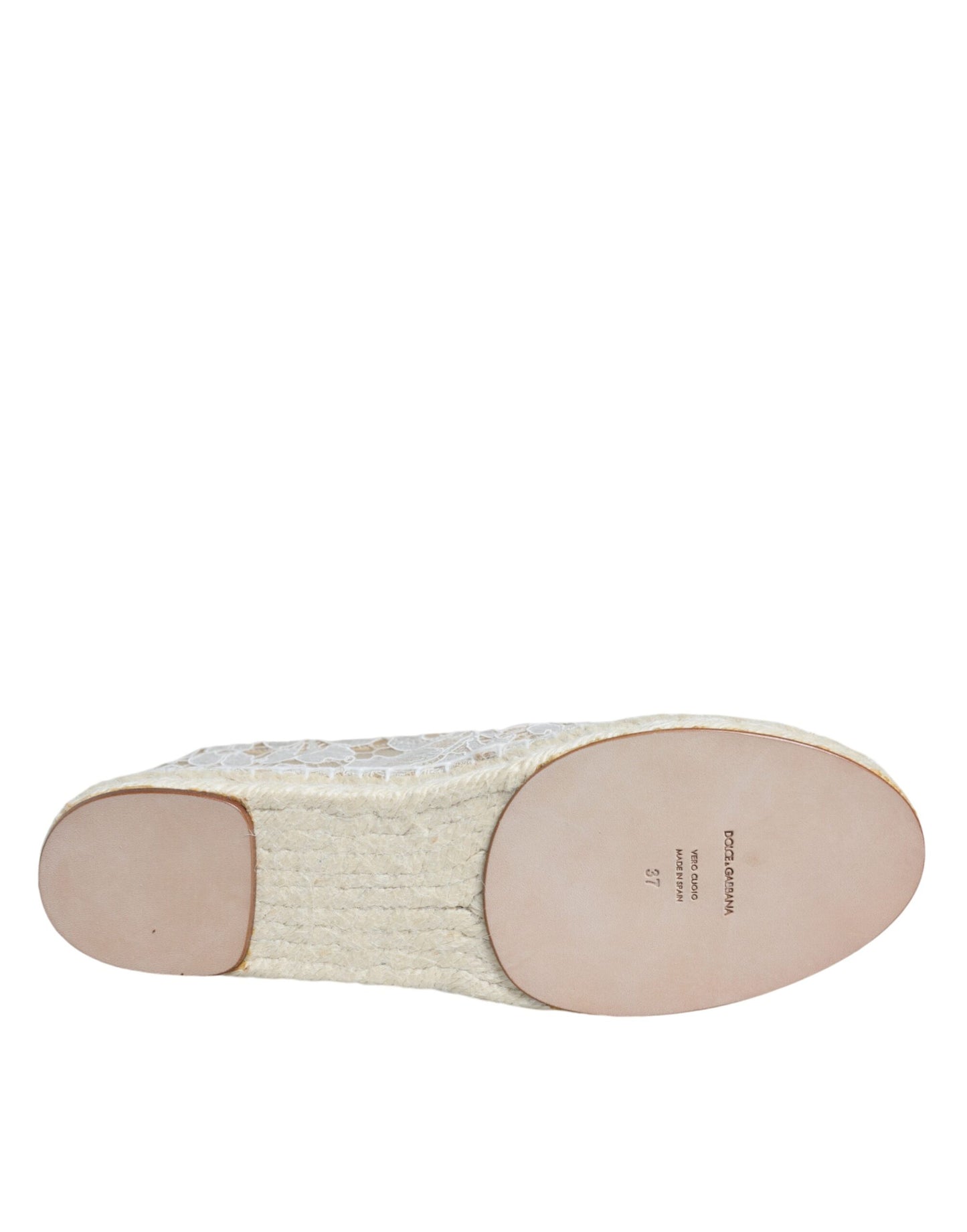 Espadrilles plates en viscose et dentelle blanches Dolce & Gabbana