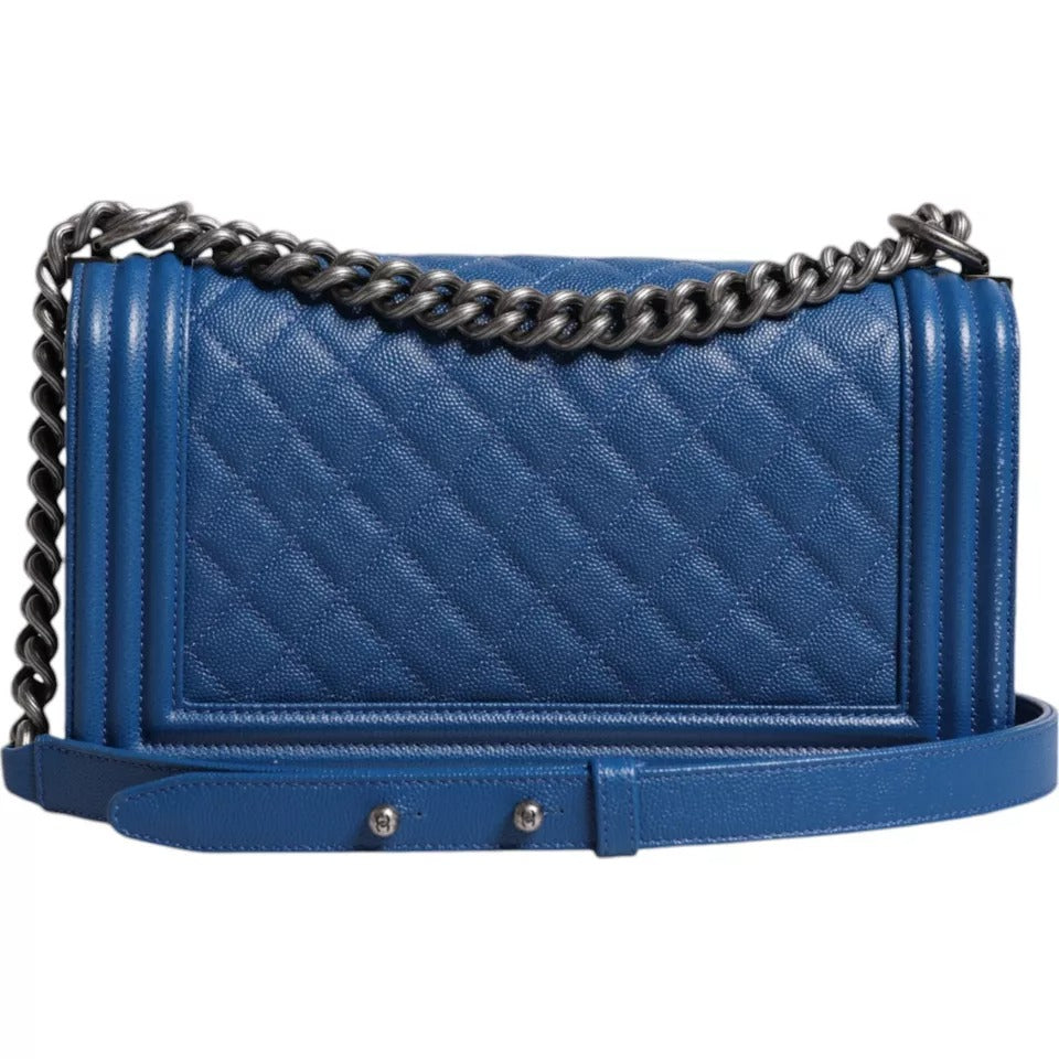 Chanel Blue Lambskin Double Chain Leather Medium Shoulder Bag – par Chanel | Disponible sur Sandy Store ByNet