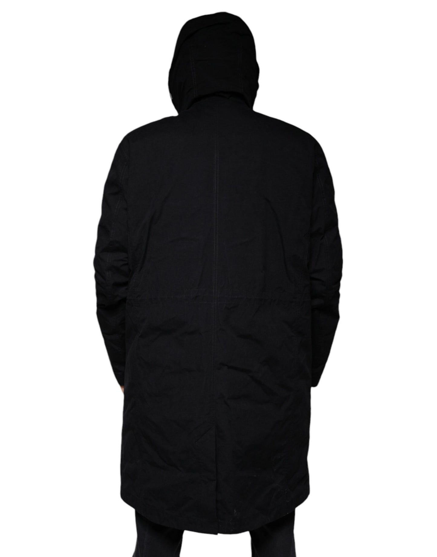 Dolce & Gabbana Gabardina de algodón tipo parka con capucha negra