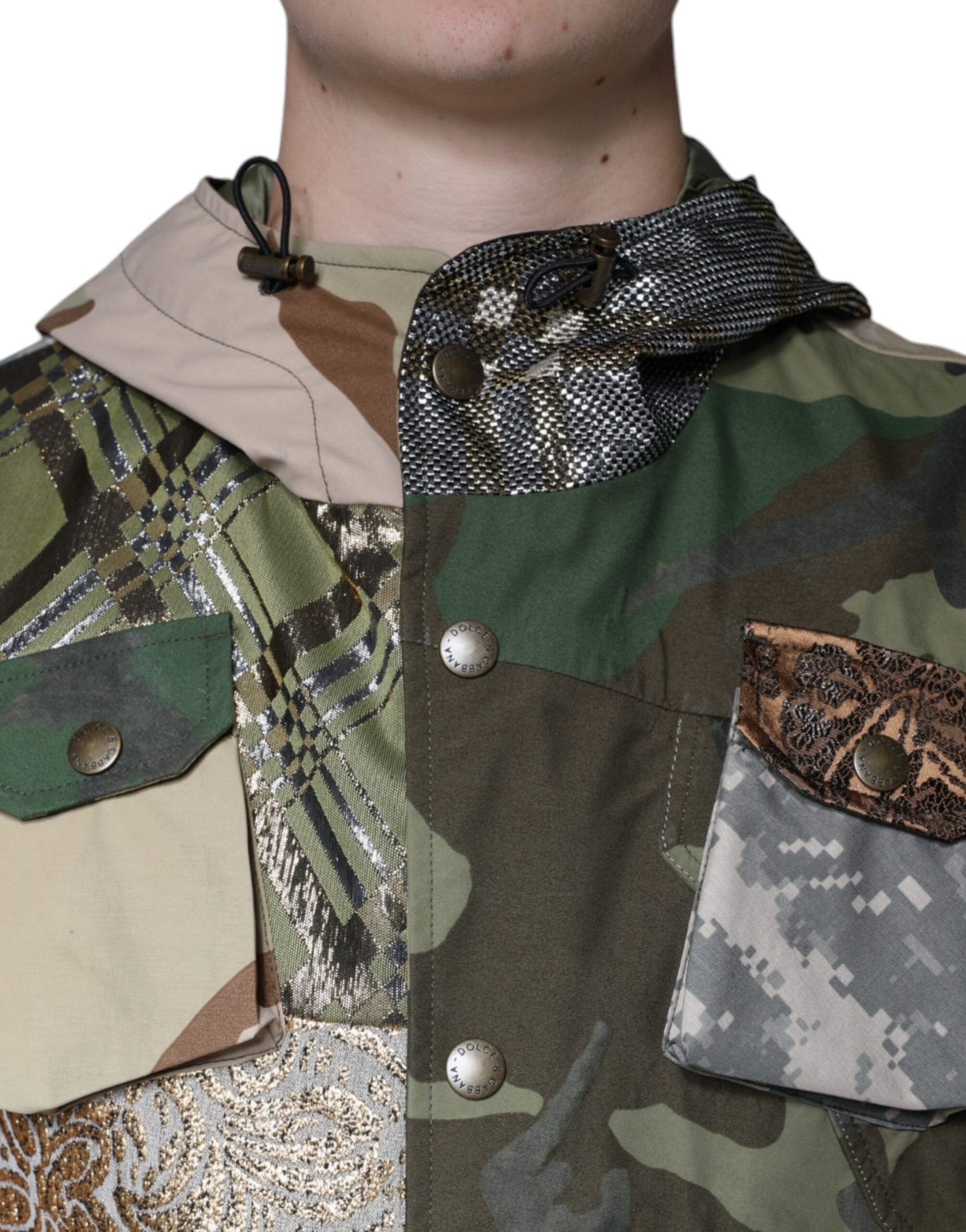 Dolce & Gabbana Chaqueta tipo chaleco con capucha y patchwork multicolor