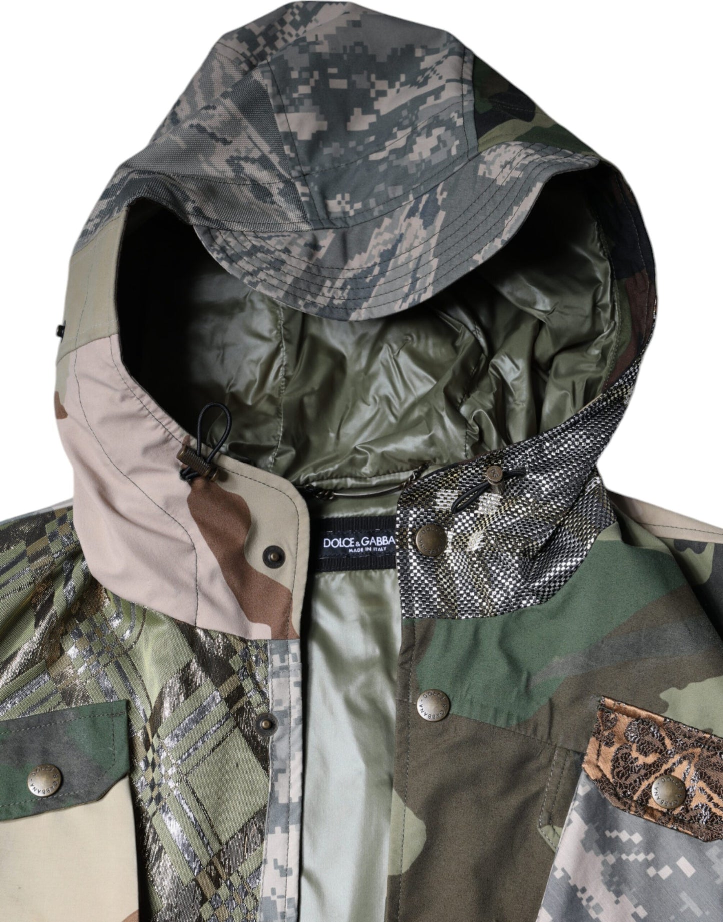 Dolce & Gabbana Chaqueta tipo chaleco con capucha y patchwork multicolor