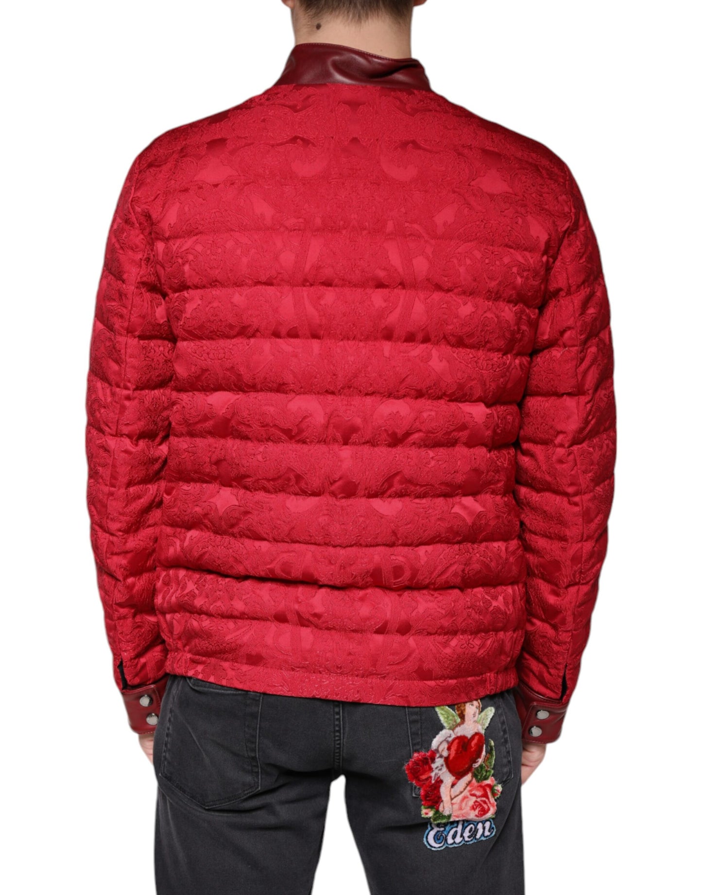 Dolce & Gabbana Chaqueta bomber acolchada roja con logo de corona dorada