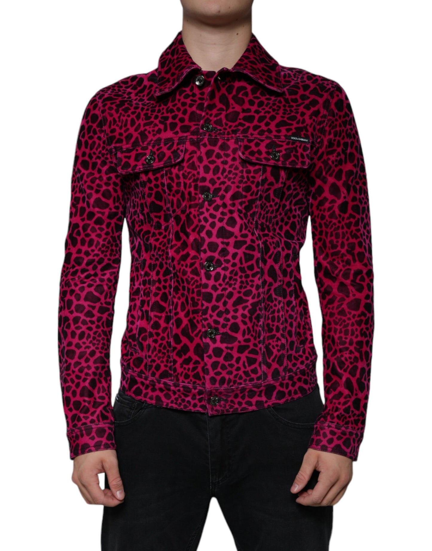 Dolce & Gabbana Chaqueta con cuello y botones de leopardo fucsia