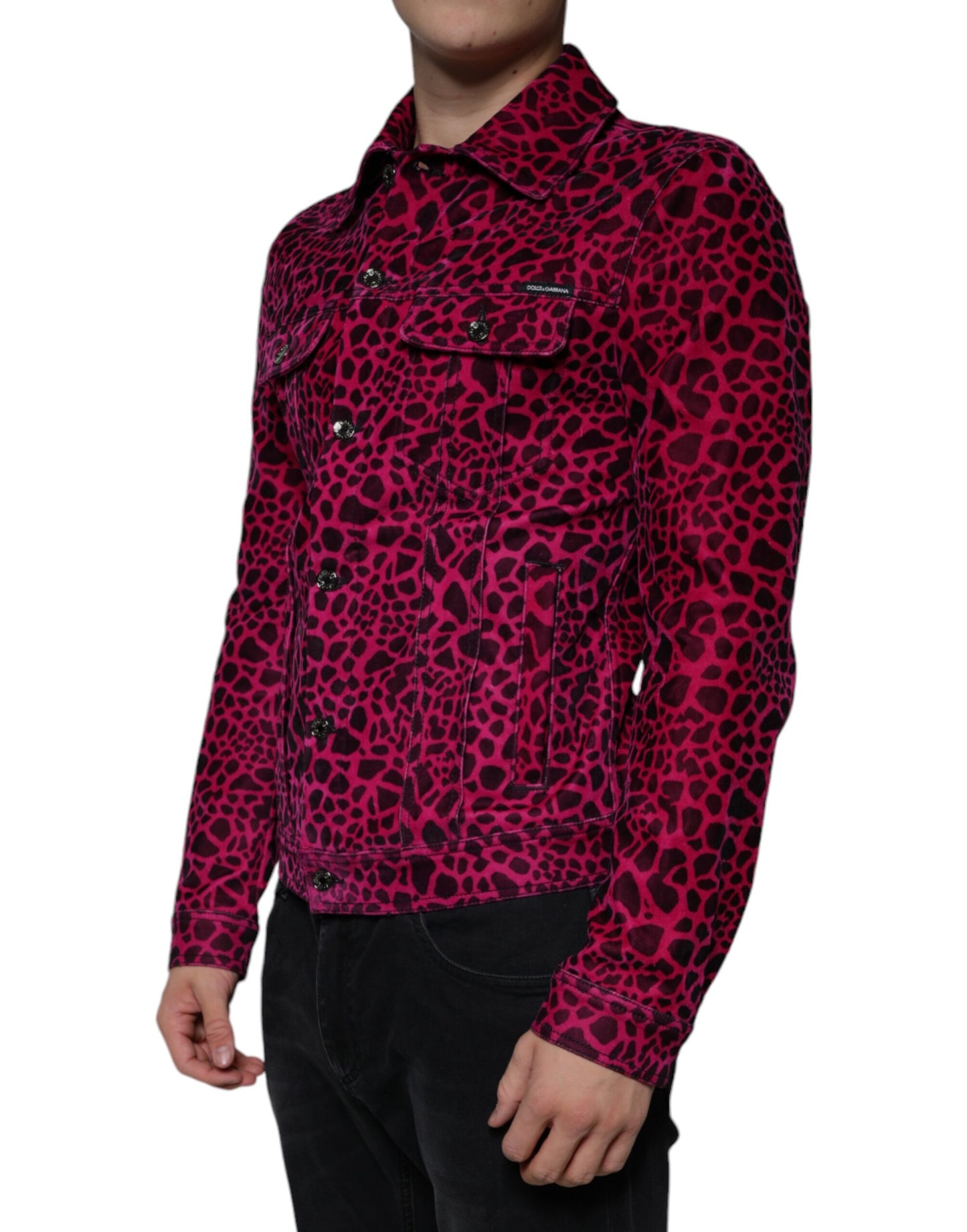 Dolce & Gabbana Chaqueta con cuello y botones de leopardo fucsia
