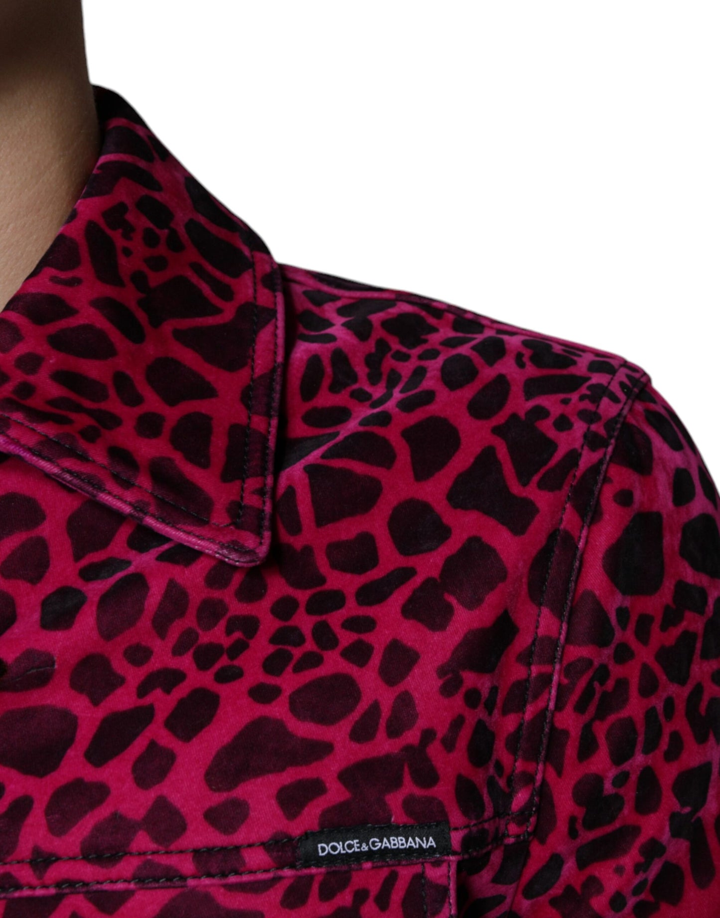 Dolce & Gabbana Chaqueta con cuello y botones de leopardo fucsia
