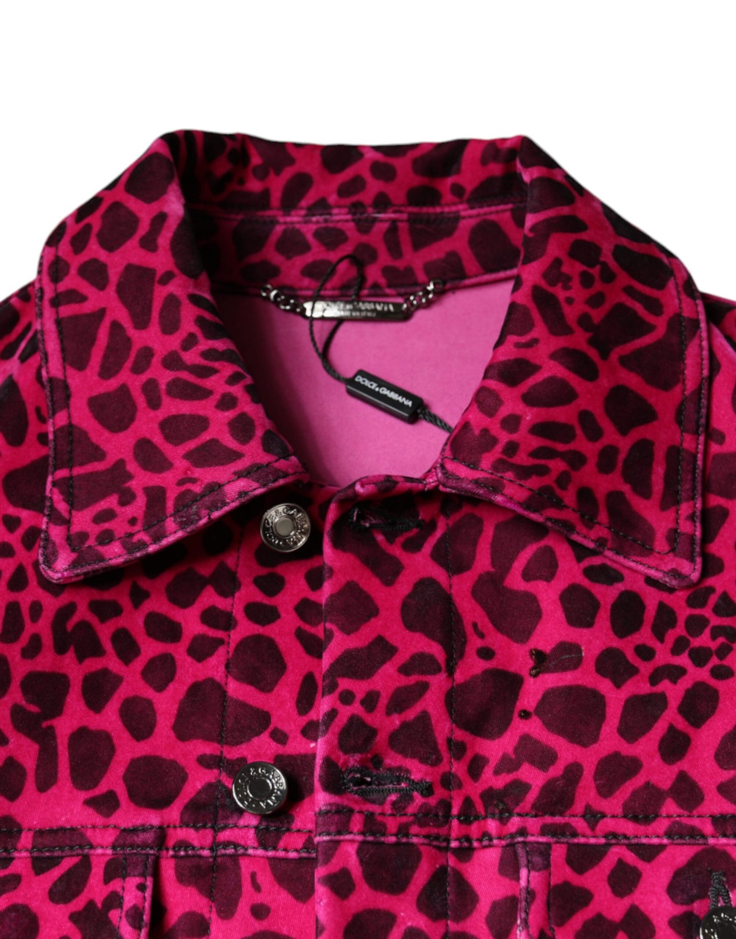 Dolce & Gabbana Chaqueta con cuello y botones de leopardo fucsia