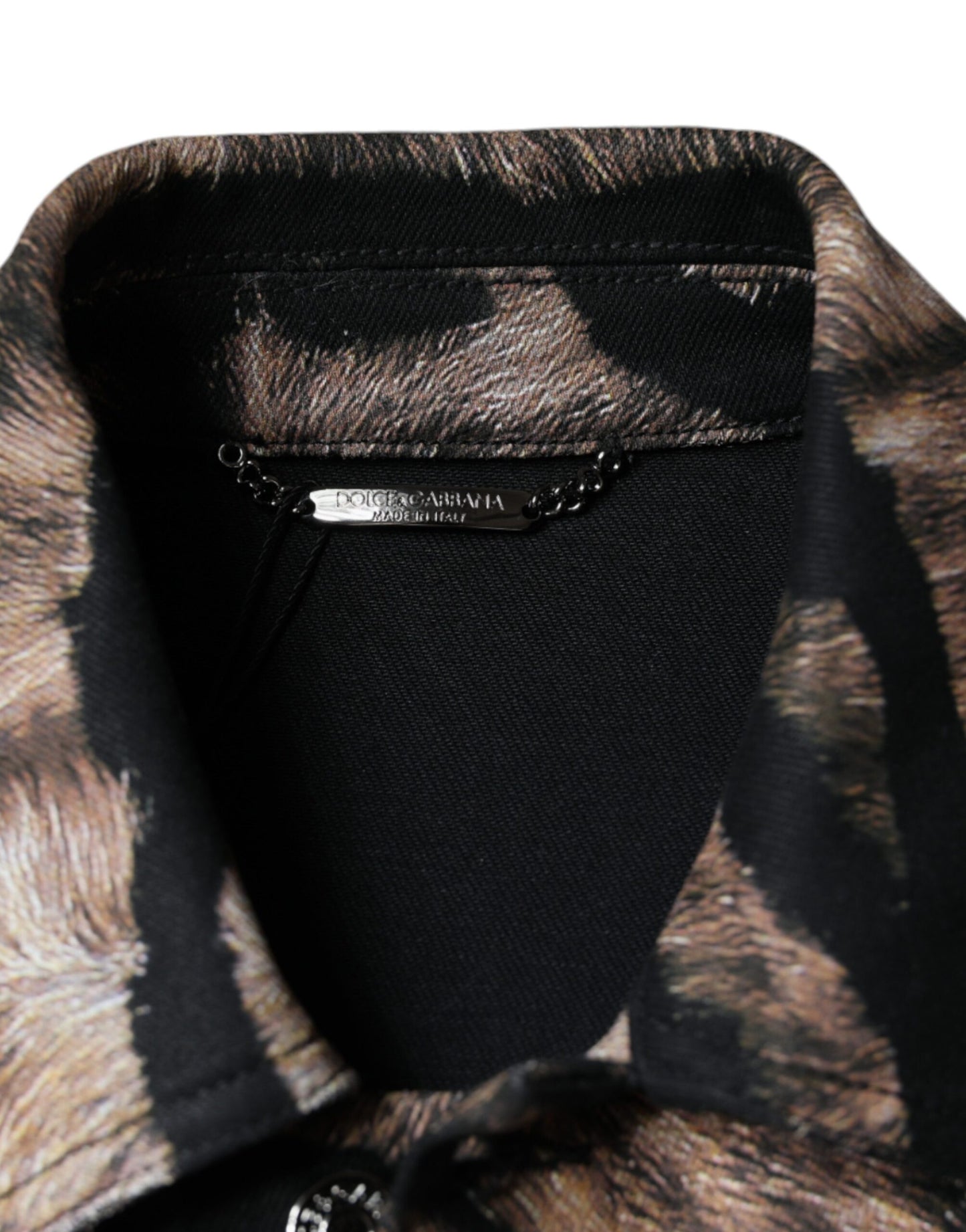 Dolce & Gabbana Chaqueta con cuello y botones de tigre marrón
