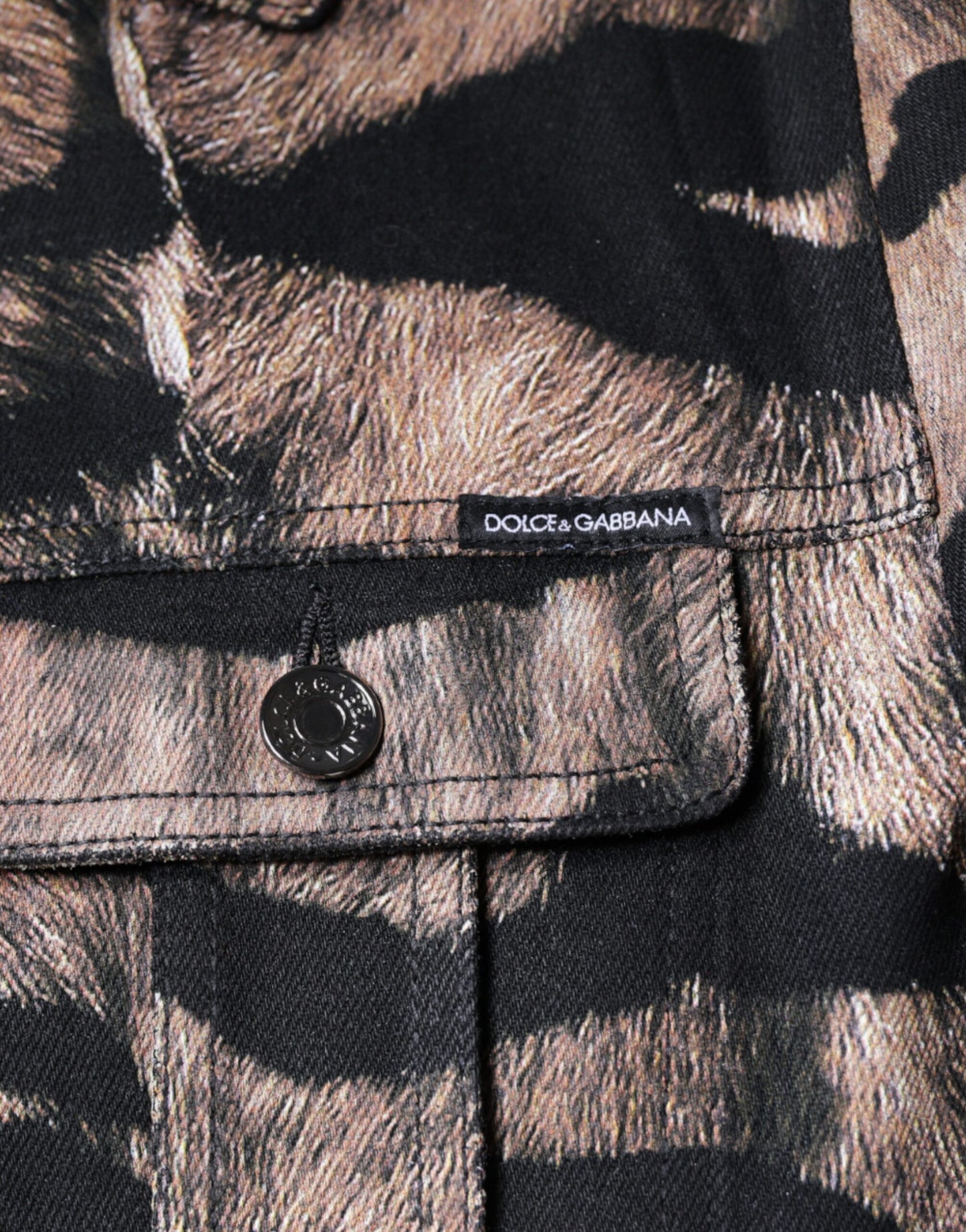 Dolce & Gabbana Chaqueta con cuello y botones de tigre marrón