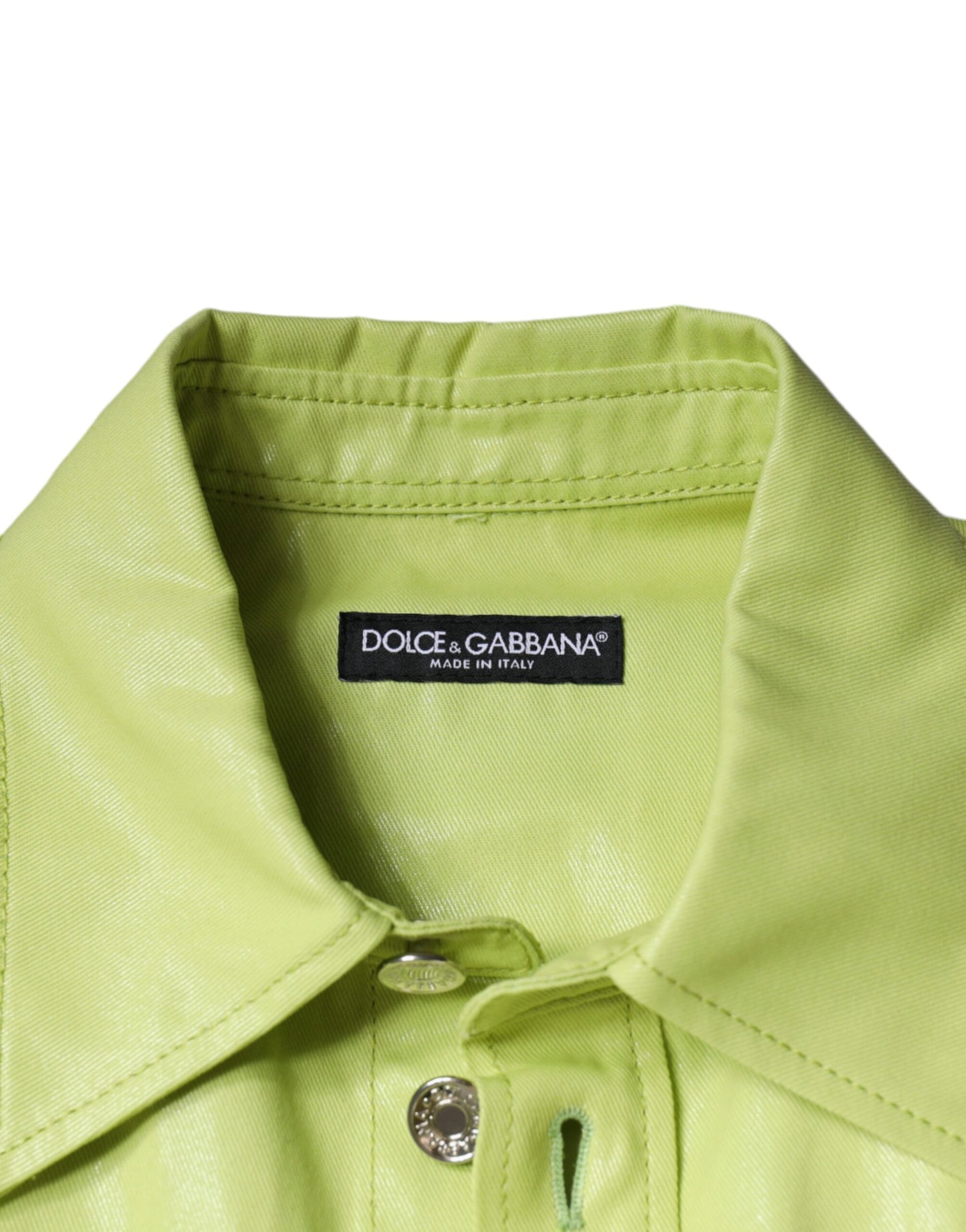 Dolce & Gabbana Camisa con botones y cuello de algodón verde para hombre