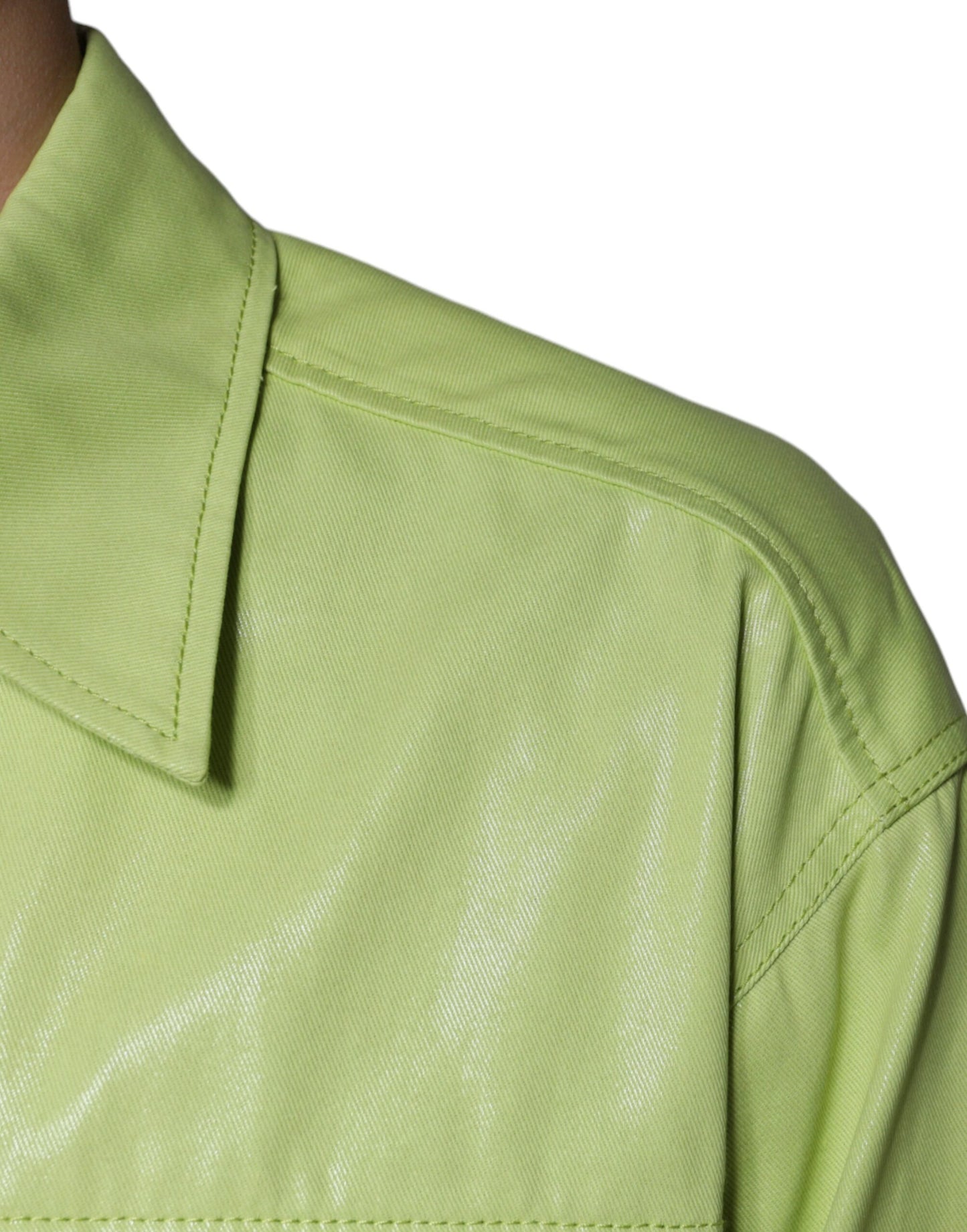 Dolce & Gabbana Camisa con botones y cuello de algodón verde para hombre