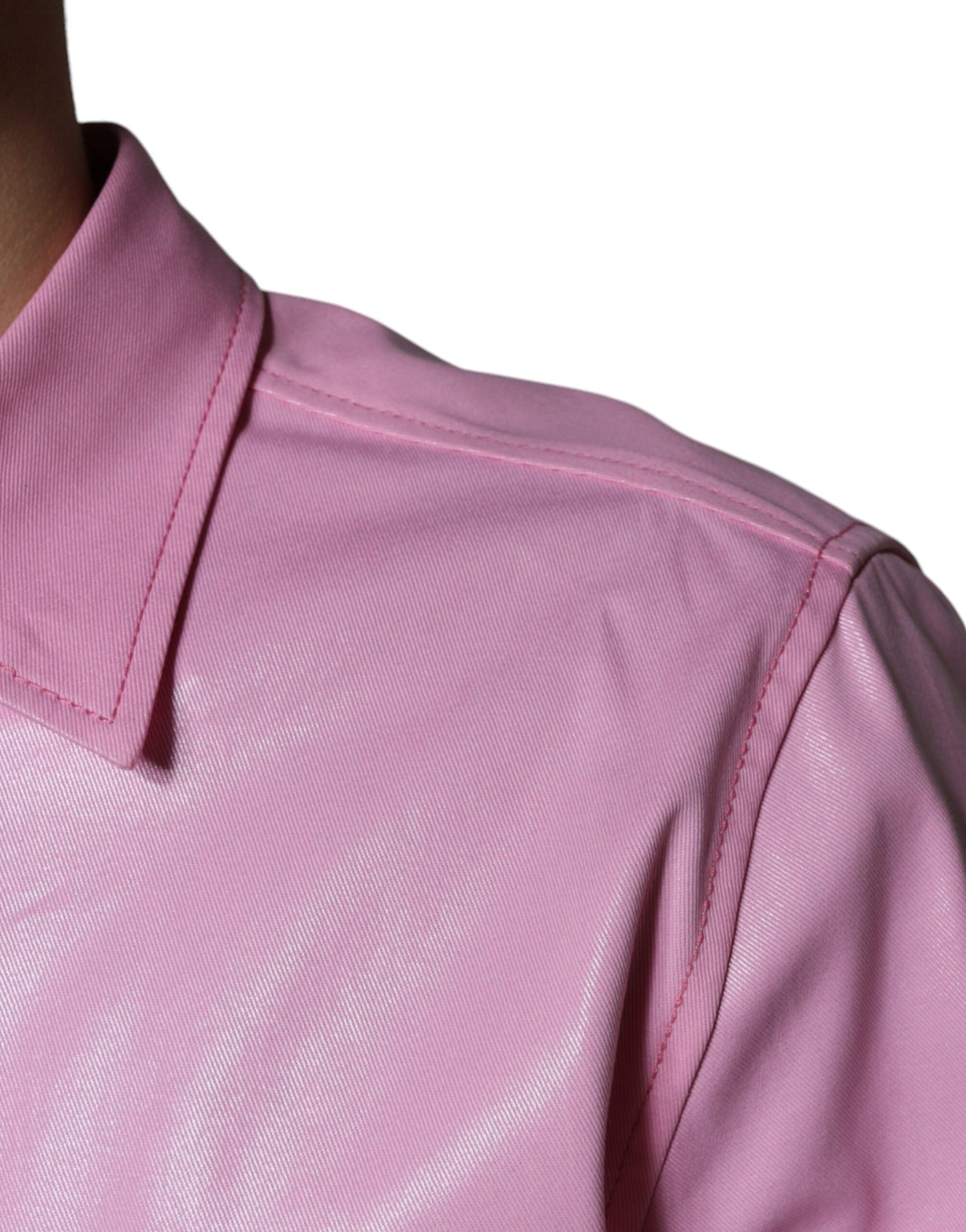Dolce & Gabbana Camisa rosa con botones y cuello de algodón