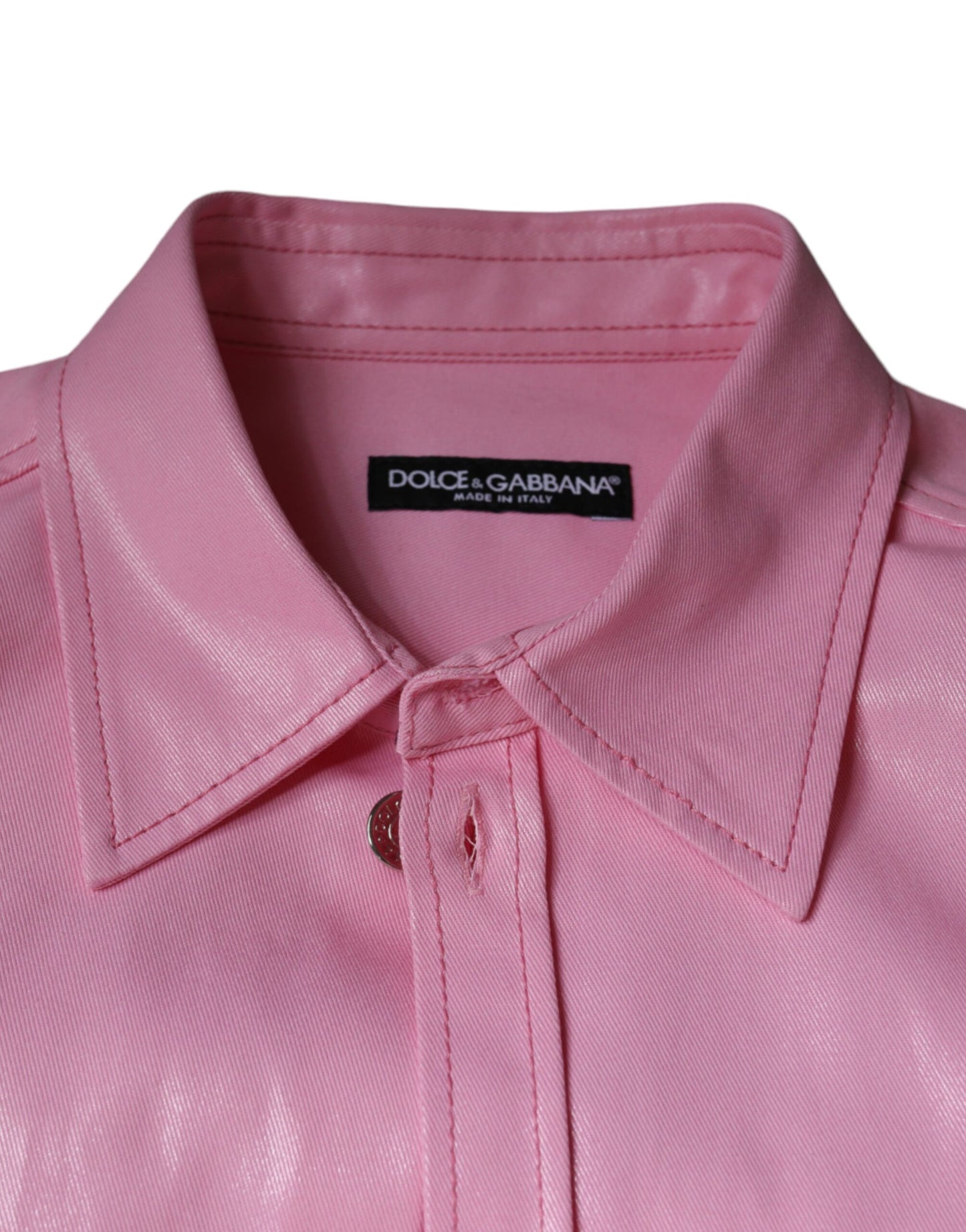 Dolce & Gabbana Camisa rosa con botones y cuello de algodón