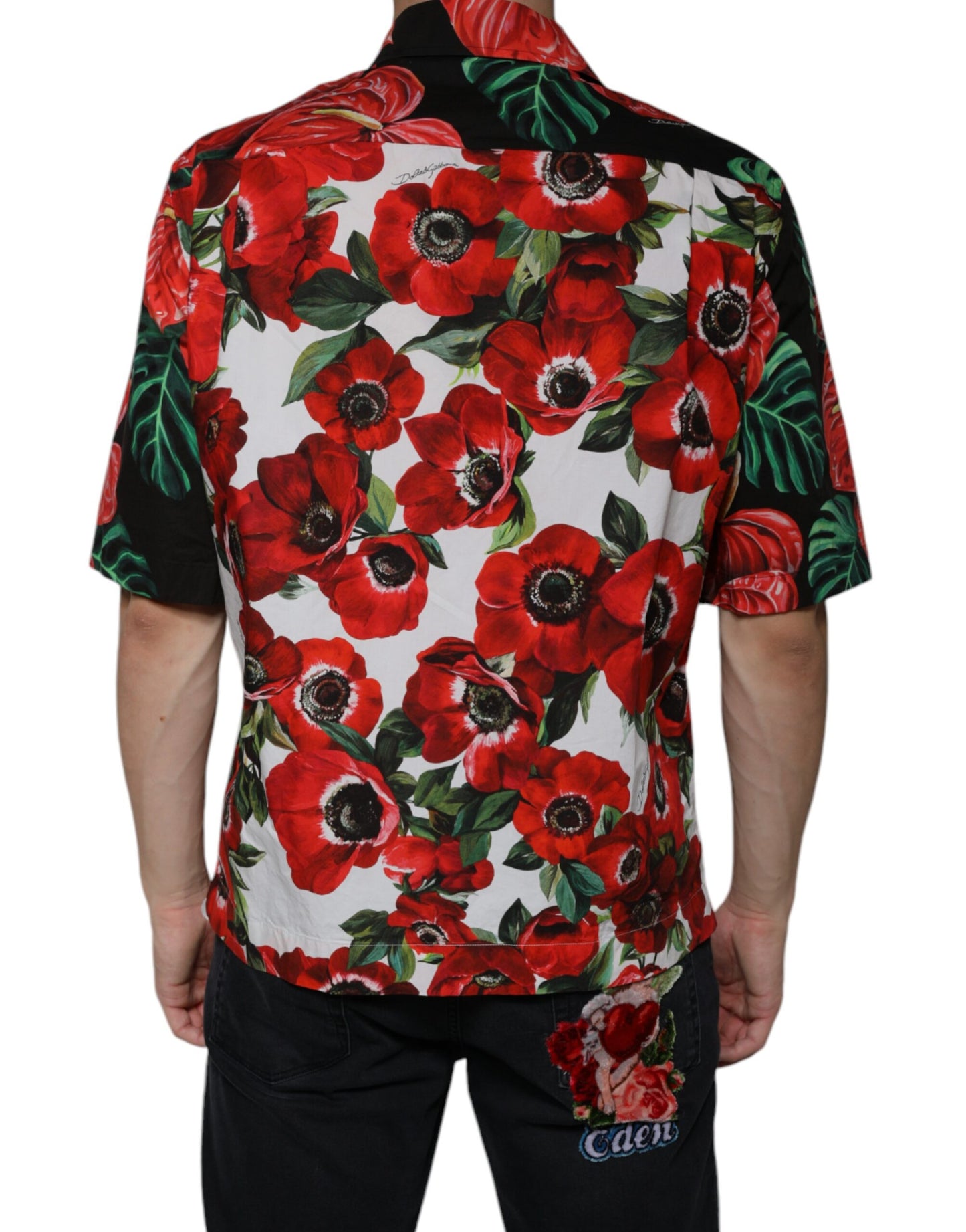 Dolce & Gabbana Camisa casual con botones de anémona multicolor