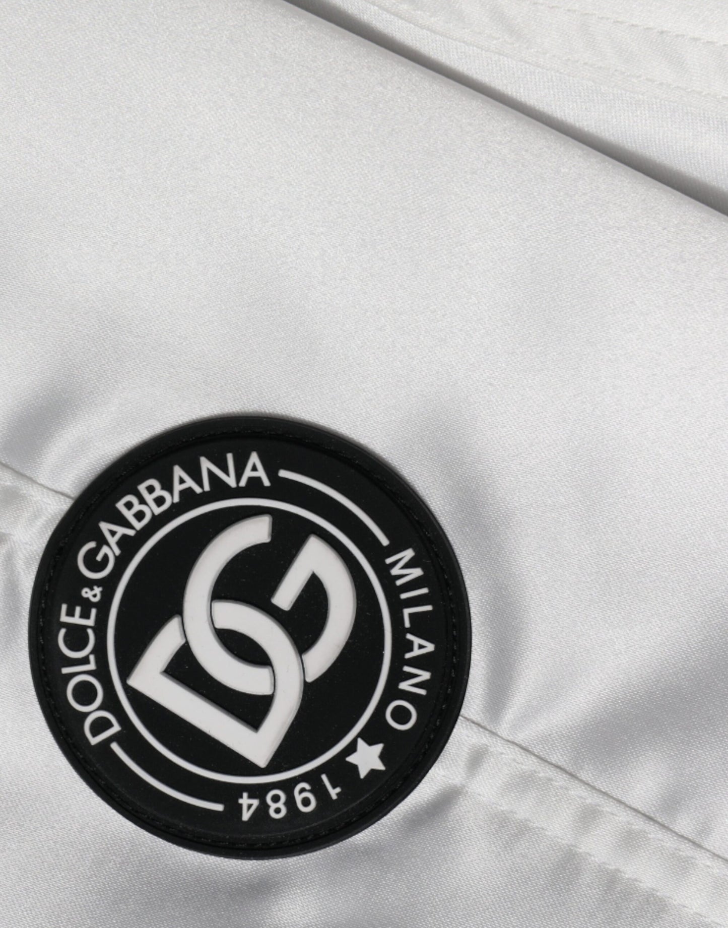 Dolce & Gabbana Chaqueta bomber con cremallera completa y logotipo de poliéster blanco
