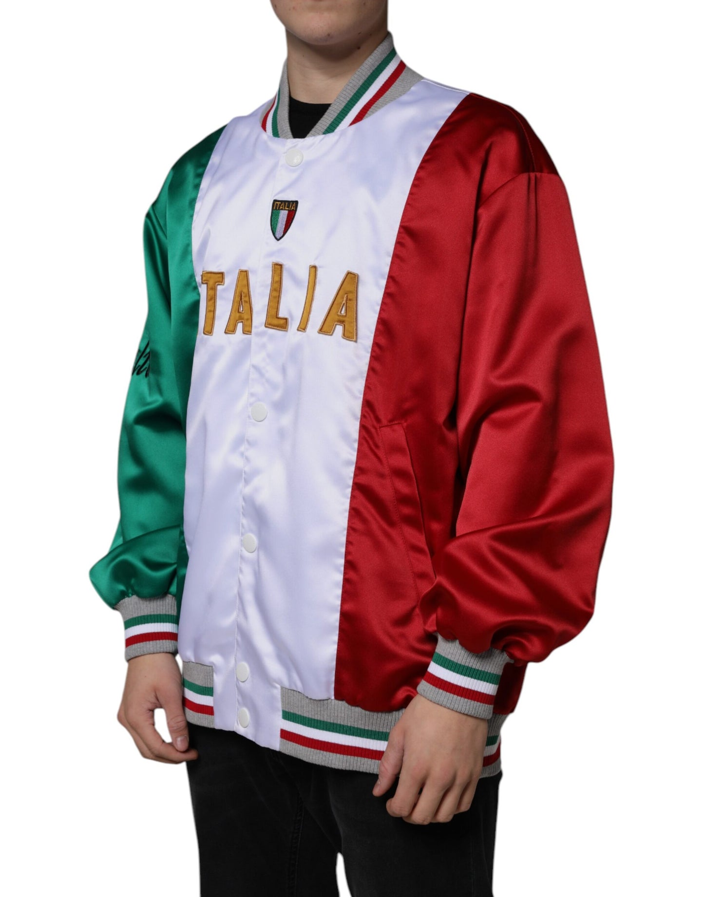 Dolce & Gabbana Chaqueta bomber con botones Italia multicolor